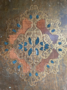 Large Florentine Tray in Gold, Blue and Coral