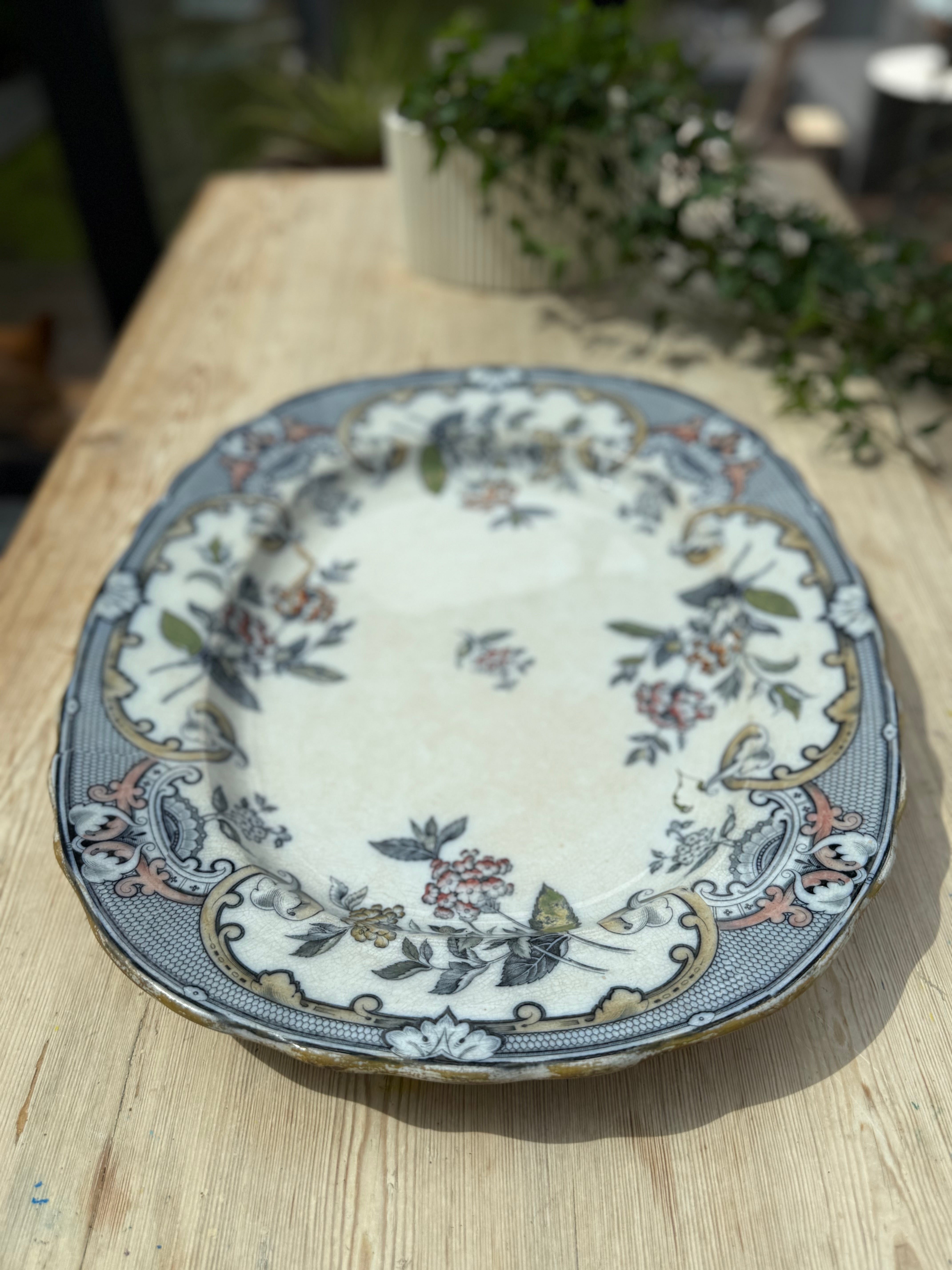 Large 19th Century Pinder, Bourne & Hope "Malva" Ironstone Platter