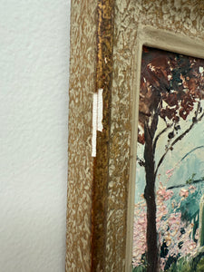 Blossom Tree: Small Early 20th Century Signed Impressionist  Oil on Board