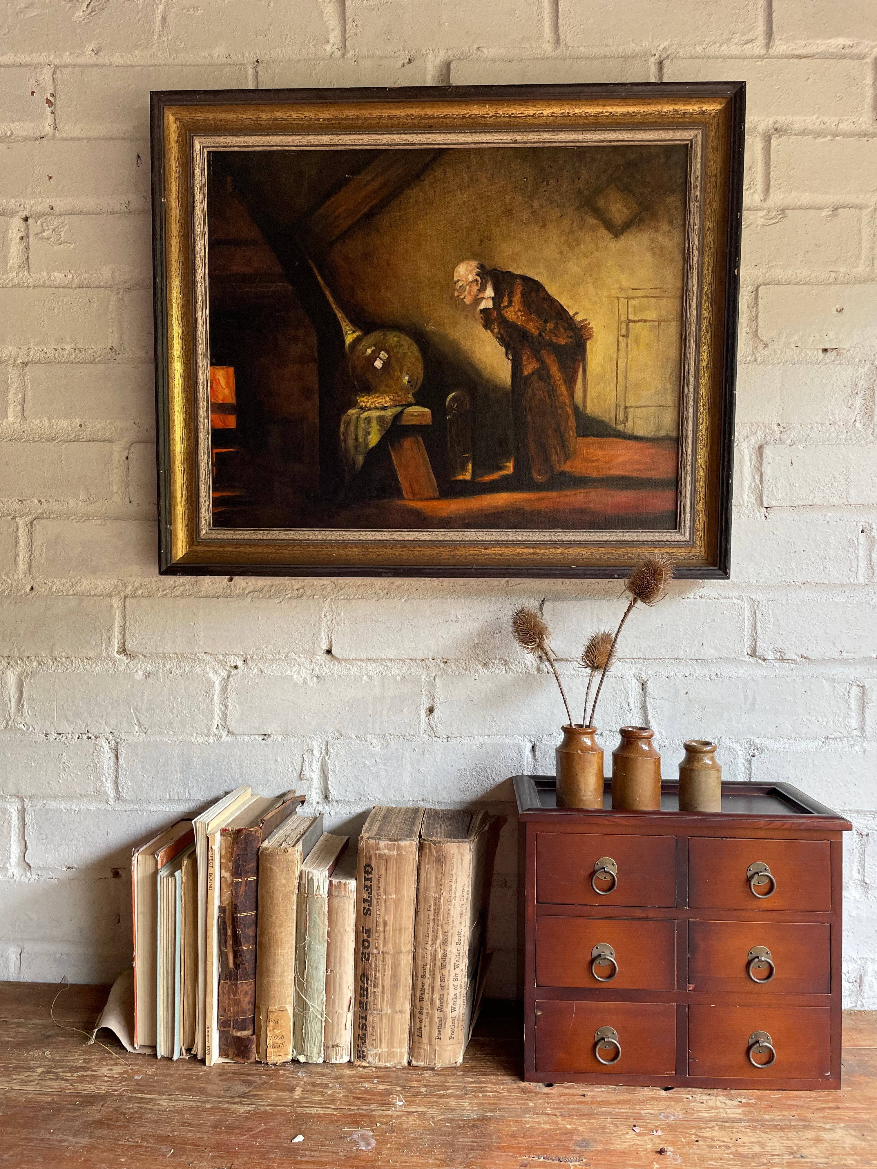 After Spritzweg “The Alchemist” - Oil on Canvas