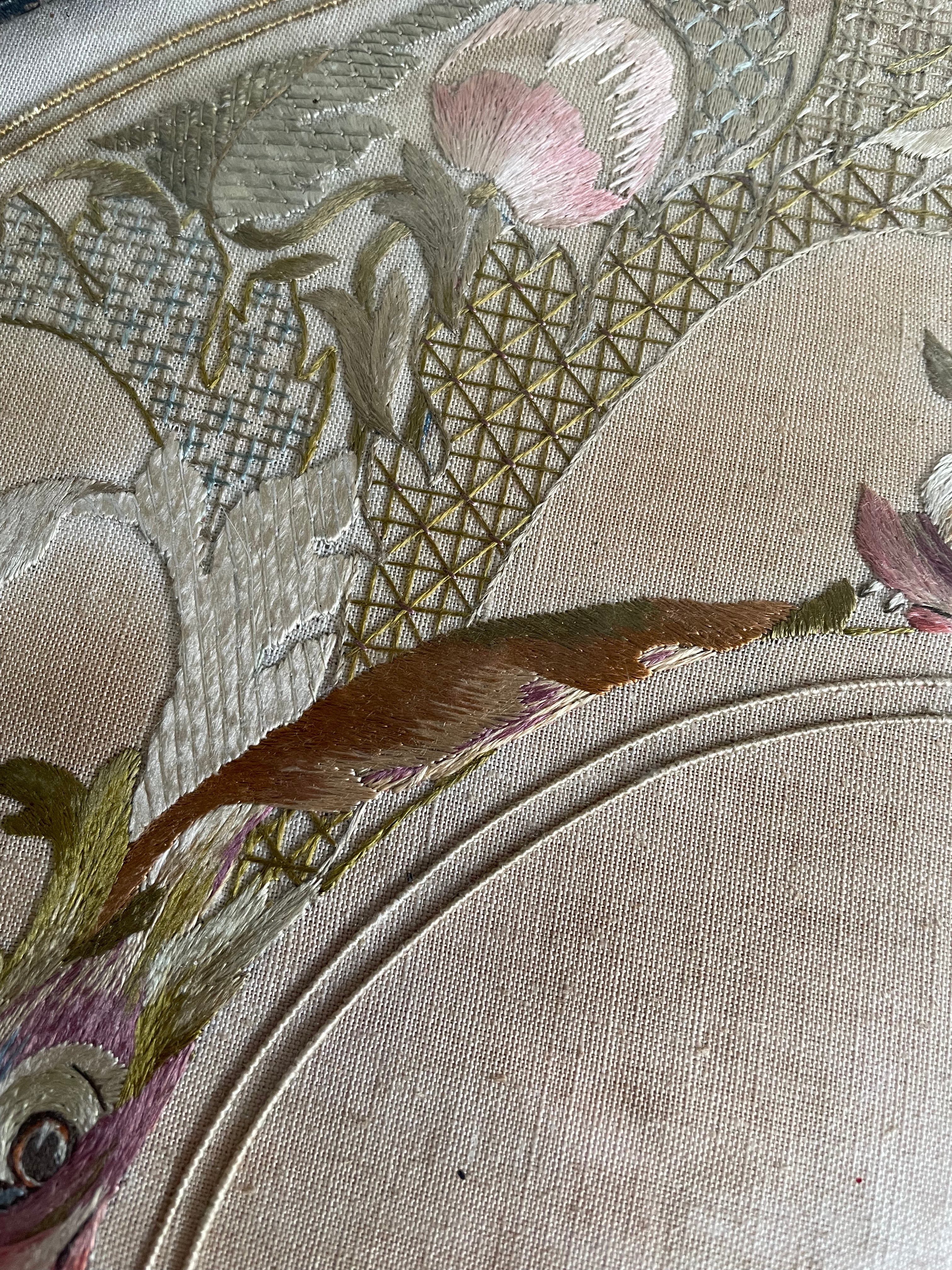 Small Victorian Hand Embroidered Ebonised Side Table