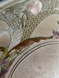 Small Victorian Hand Embroidered Ebonised Side Table