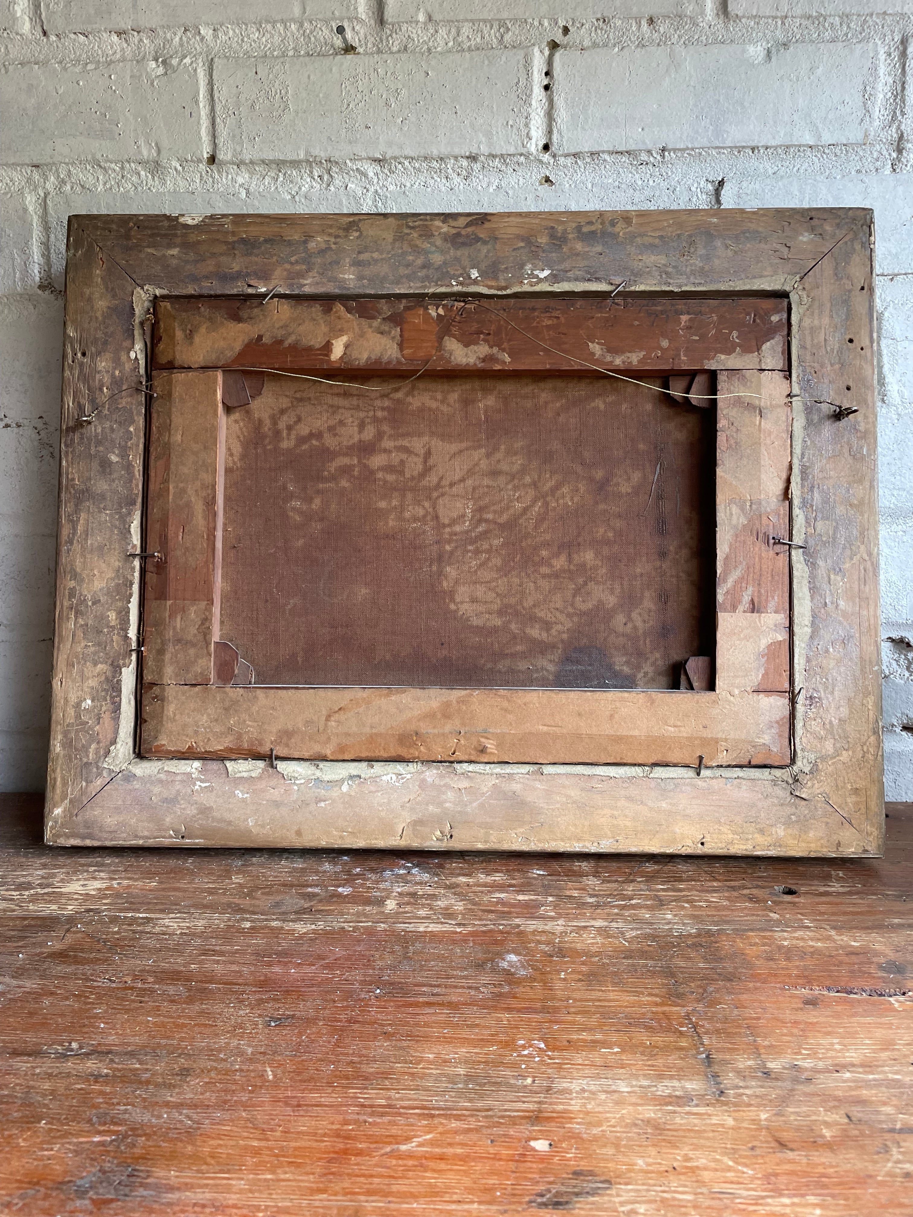 19th Century Oil on Canvas “Rural Landscape with Sailing Boat"
