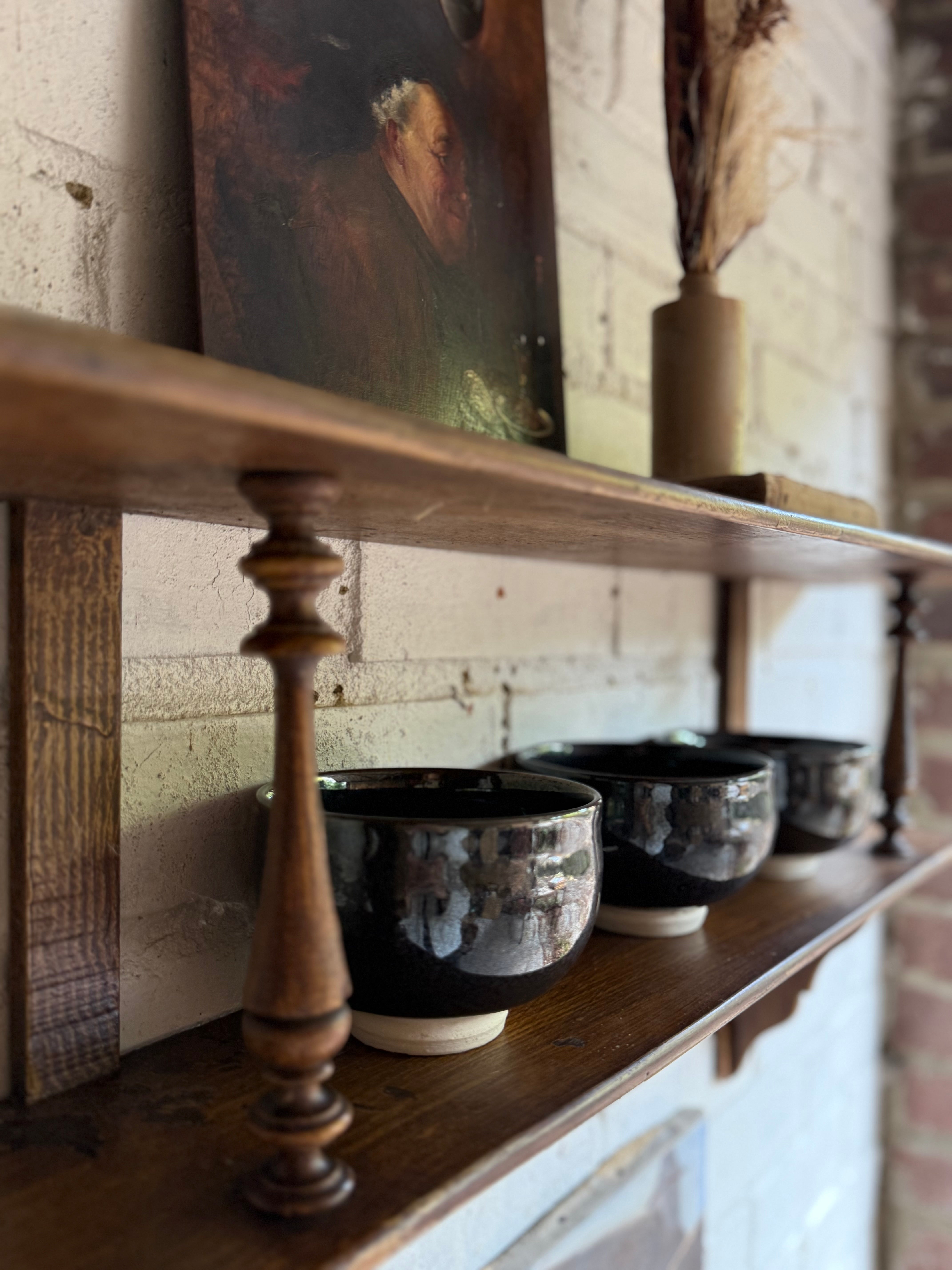 Early 20th Century Wall Hanging Shelf with Spindle Detail