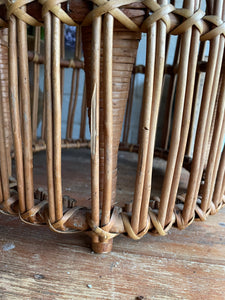 Small Midcentury Rattan Side-Table/Stool in Franco Albini style