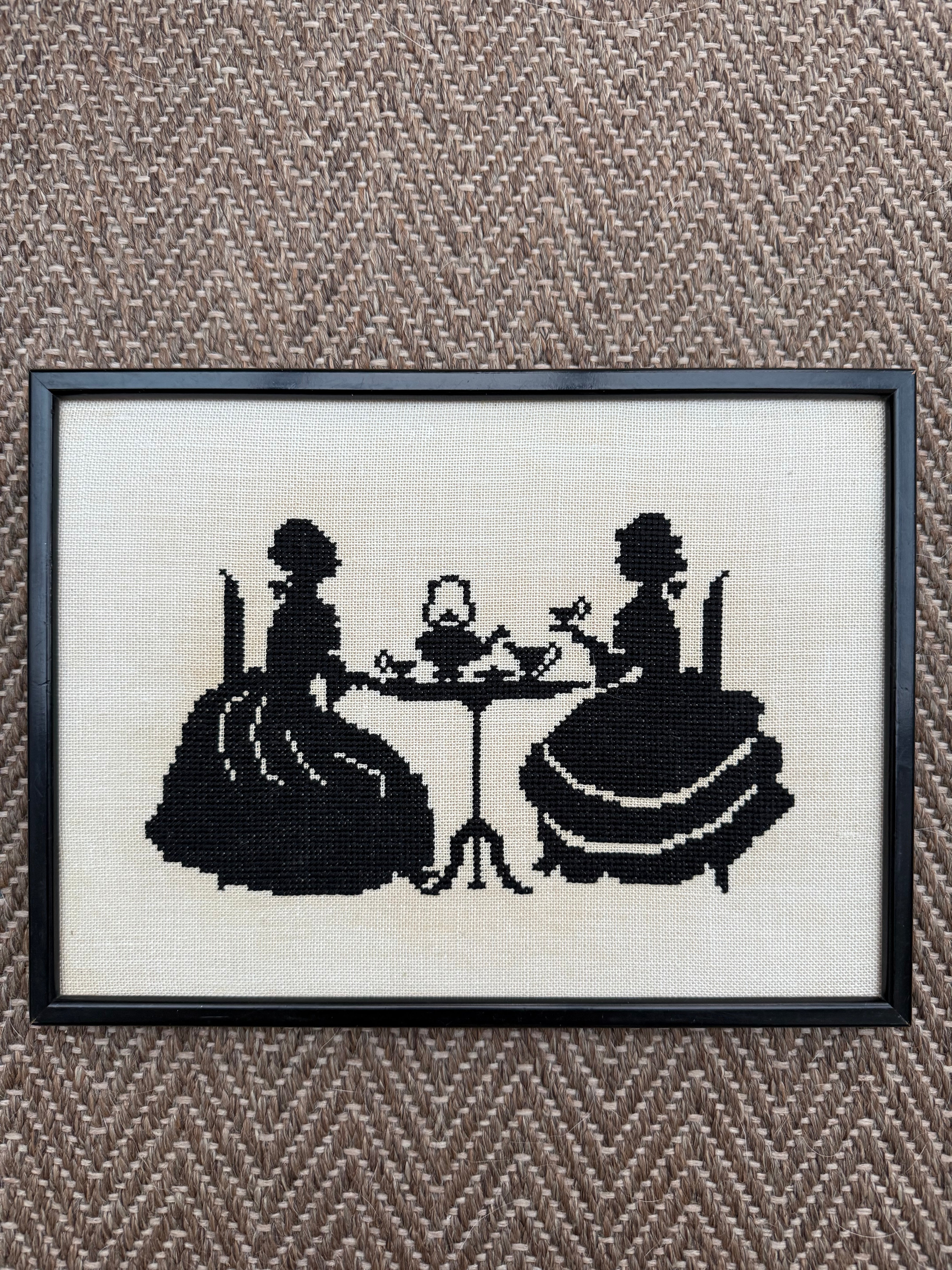 Vintage Framed Needlework Silhouette