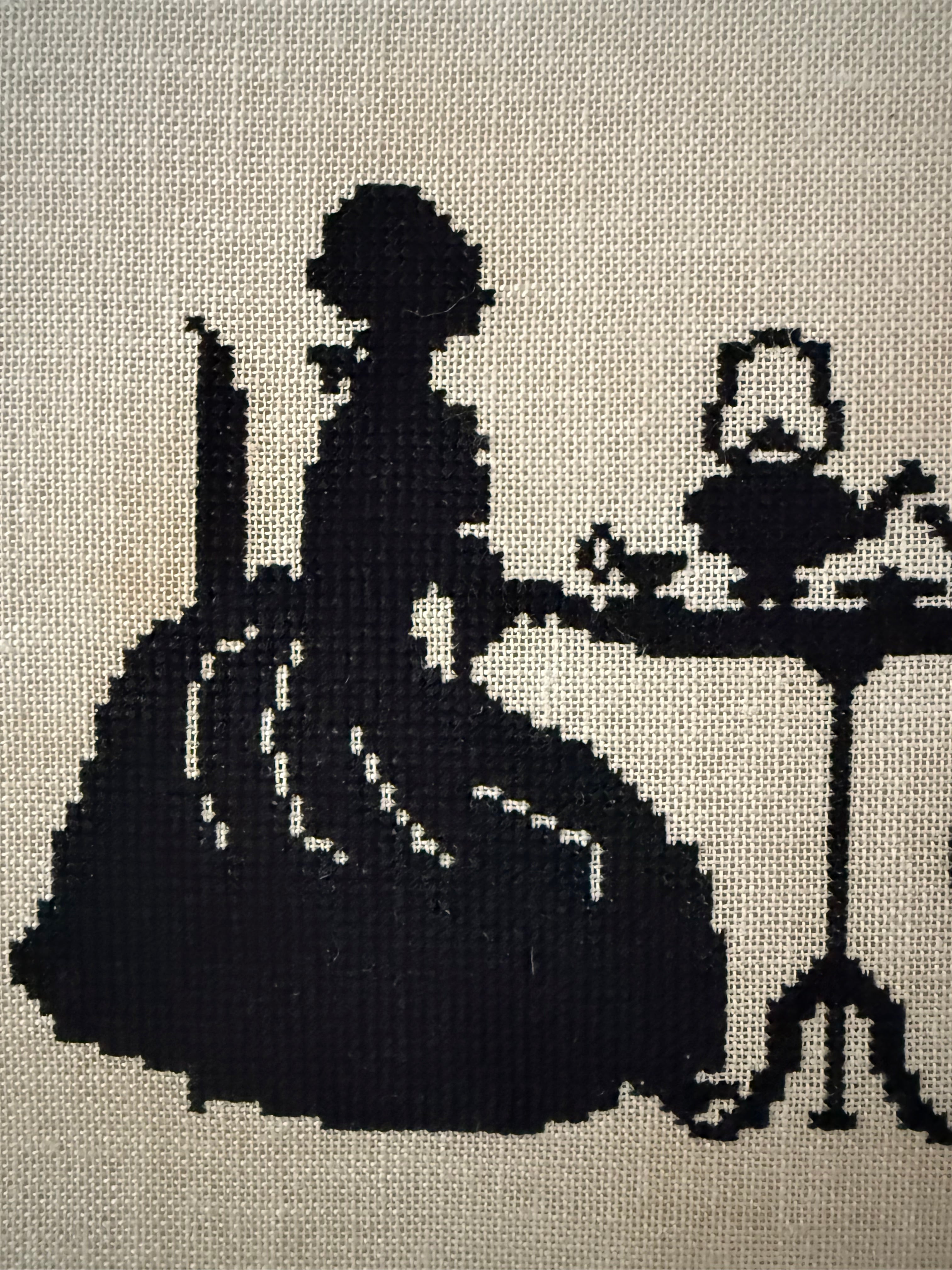 Vintage Framed Needlework Silhouette