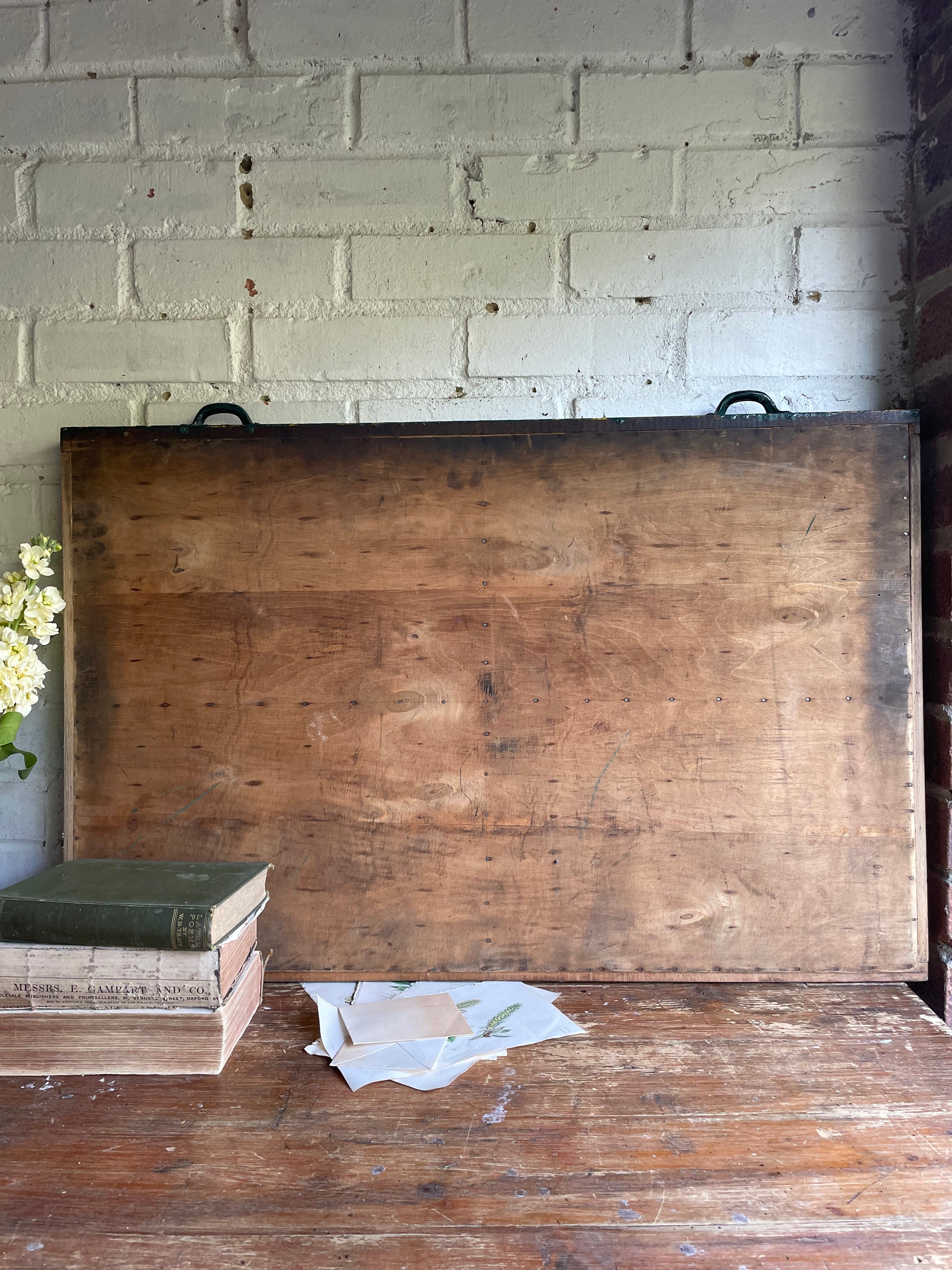 Large Vintage Printers Tray Drawer with Original Metal Handles