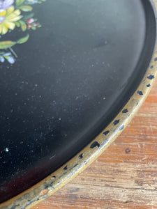 Large Floral Hand-Painted Wooden Tray