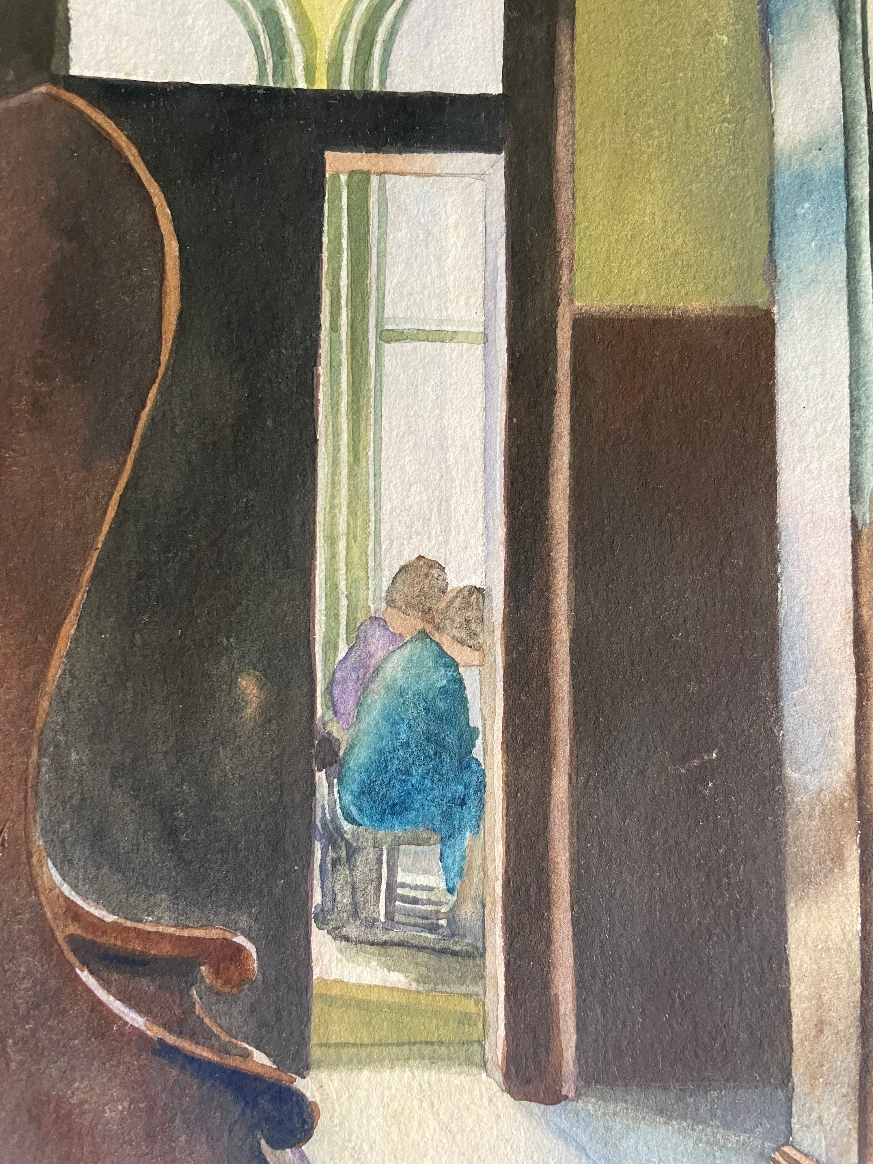 Miss Wakefields Embroidery Class: Watercolour & Ink Painting Circa 1940s