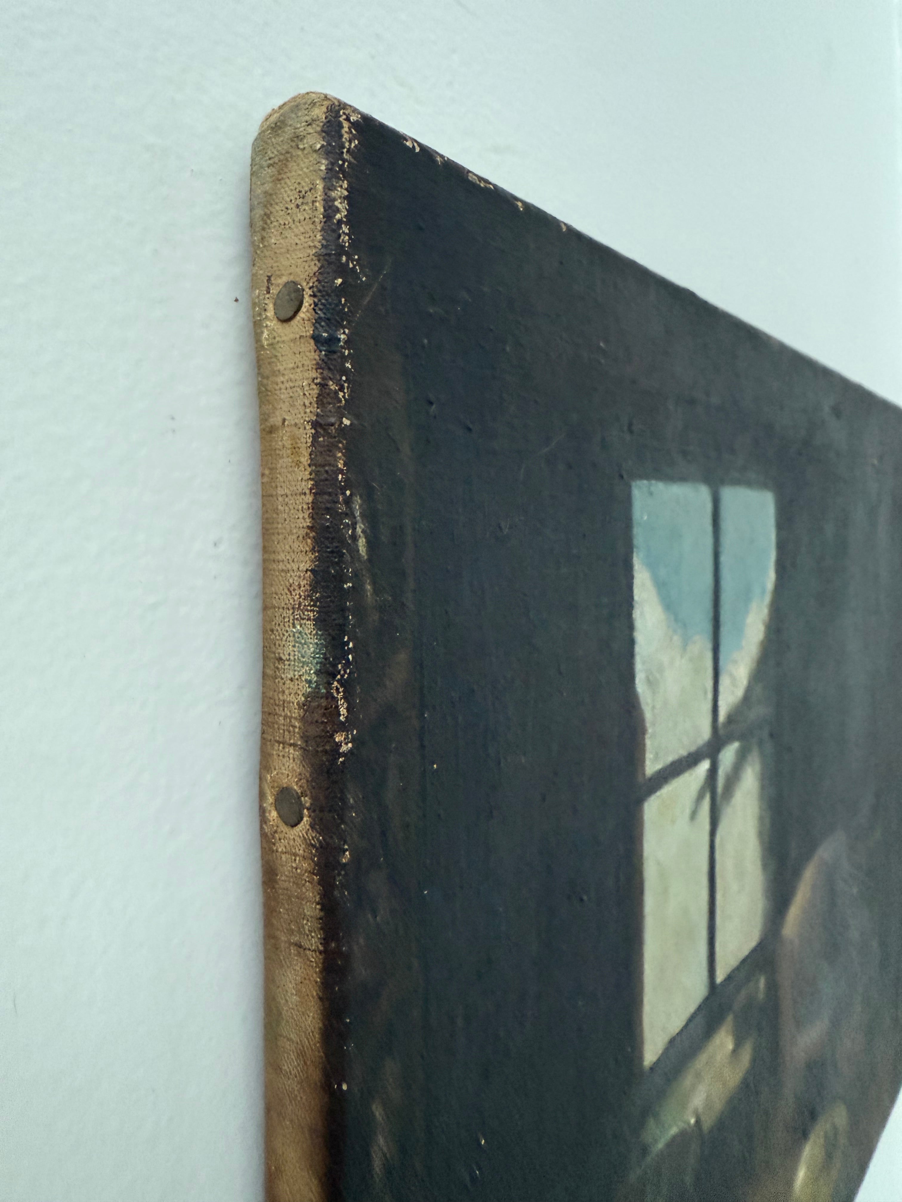 Circa 1930s: A Glimpse Outside. Oil on Canvas