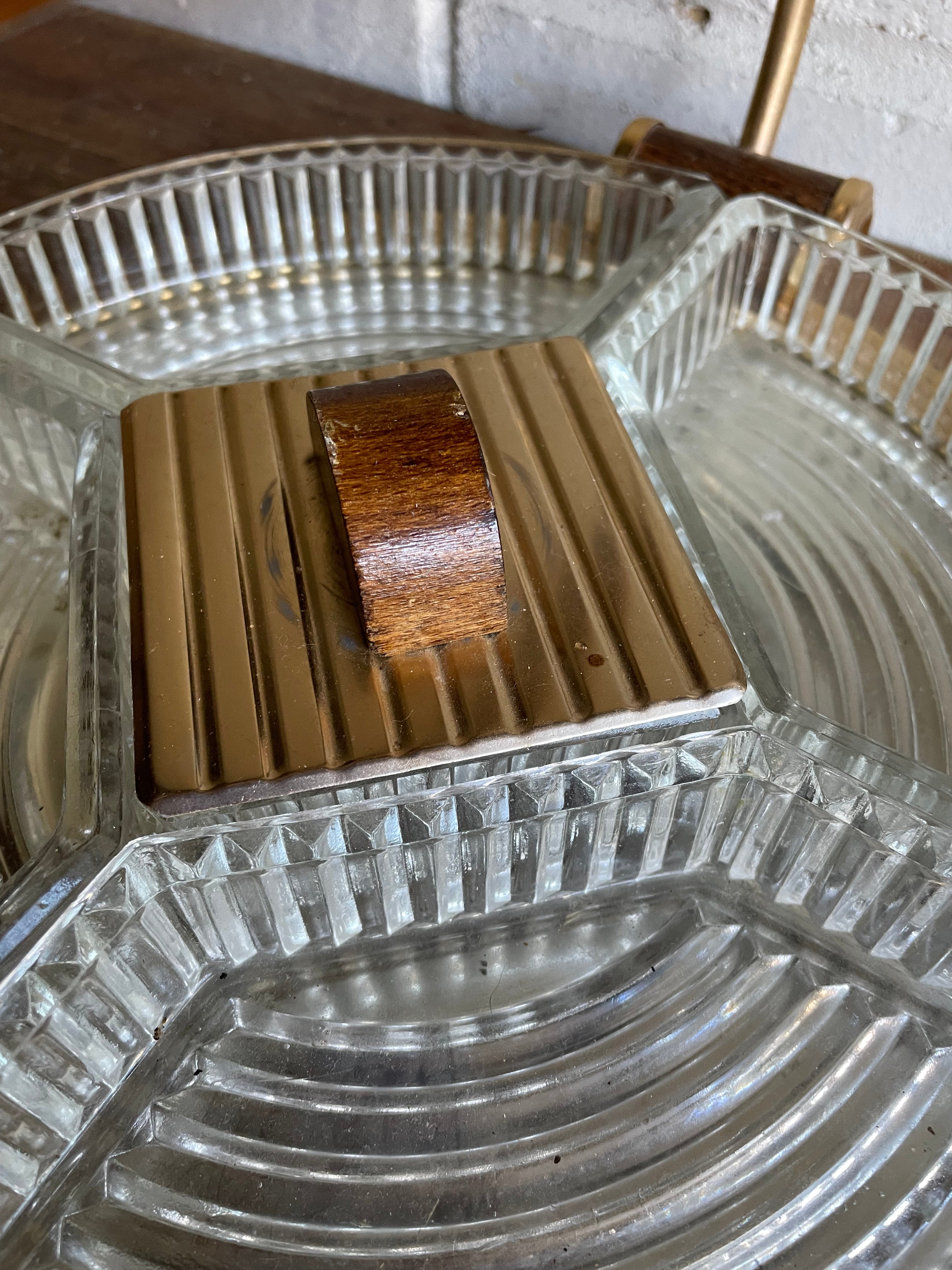 Art Deco Canapé Dish with removable glass dishes and mirrored tray