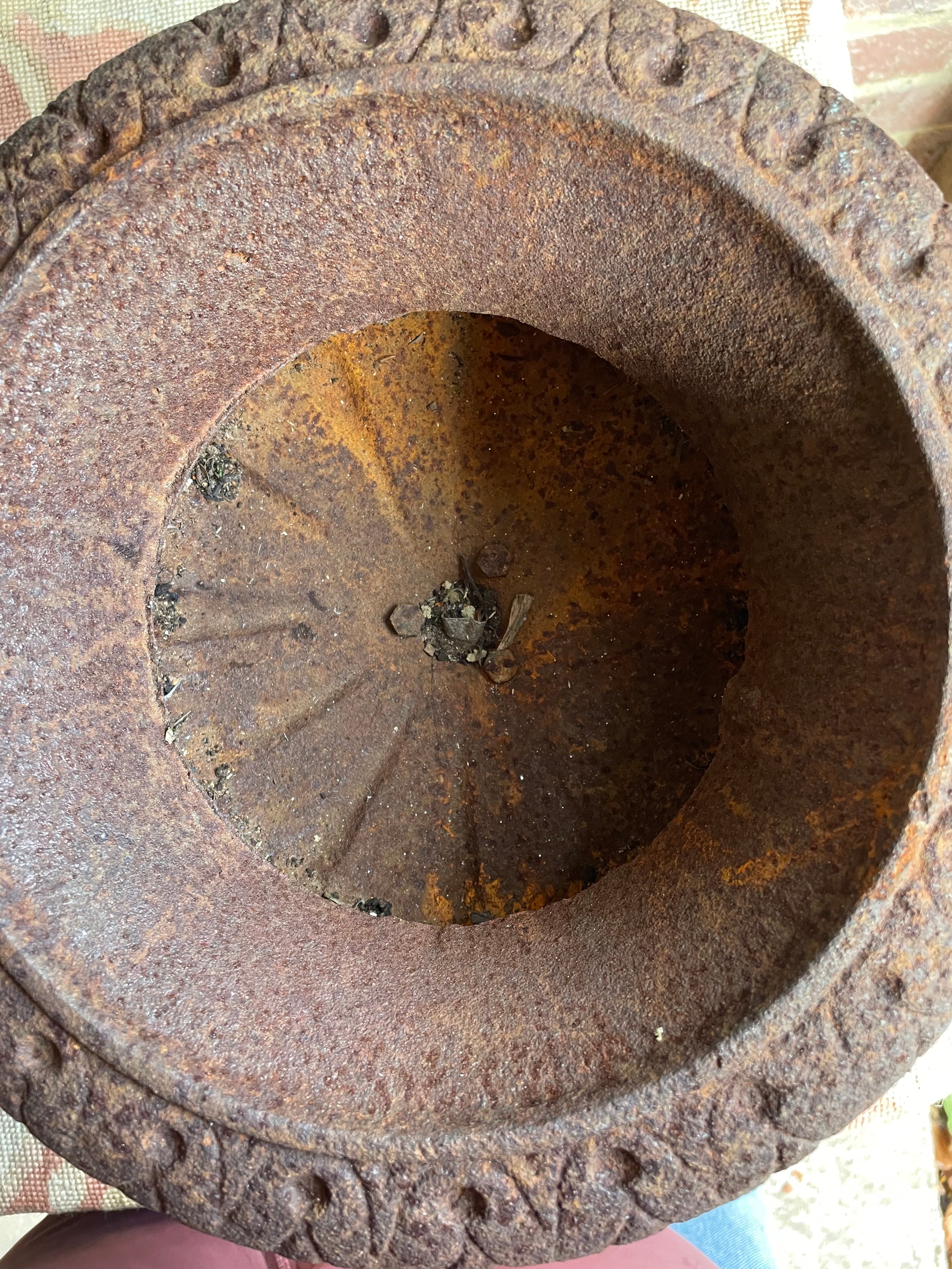 Iron Urn with Decorative Handles