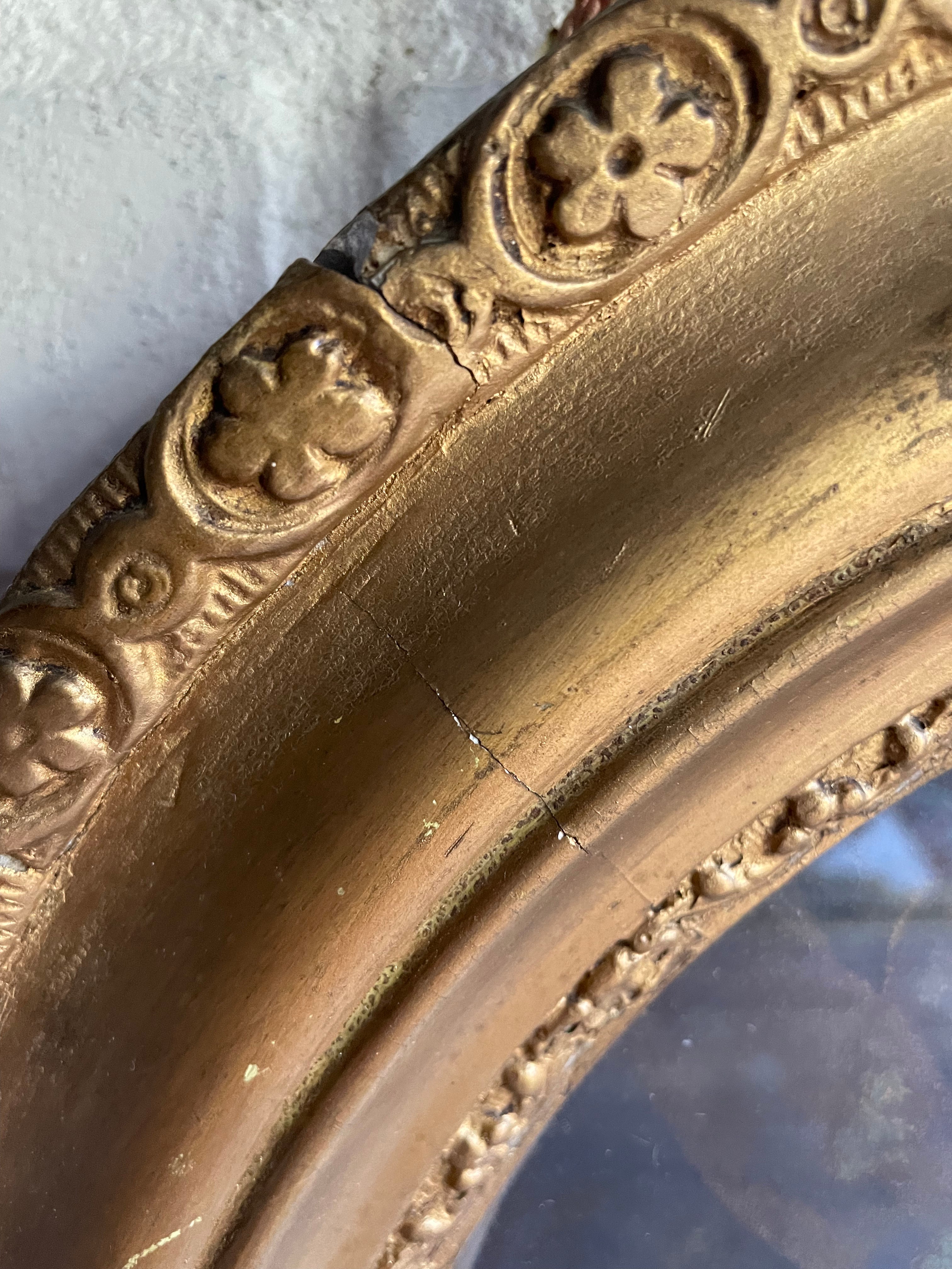 19th Century Framed Lithographic Print with Gilt Frame and Rope Tie:  Pastoral Scene