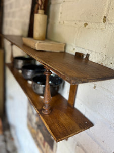 Early 20th Century Wall Hanging Shelf with Spindle Detail
