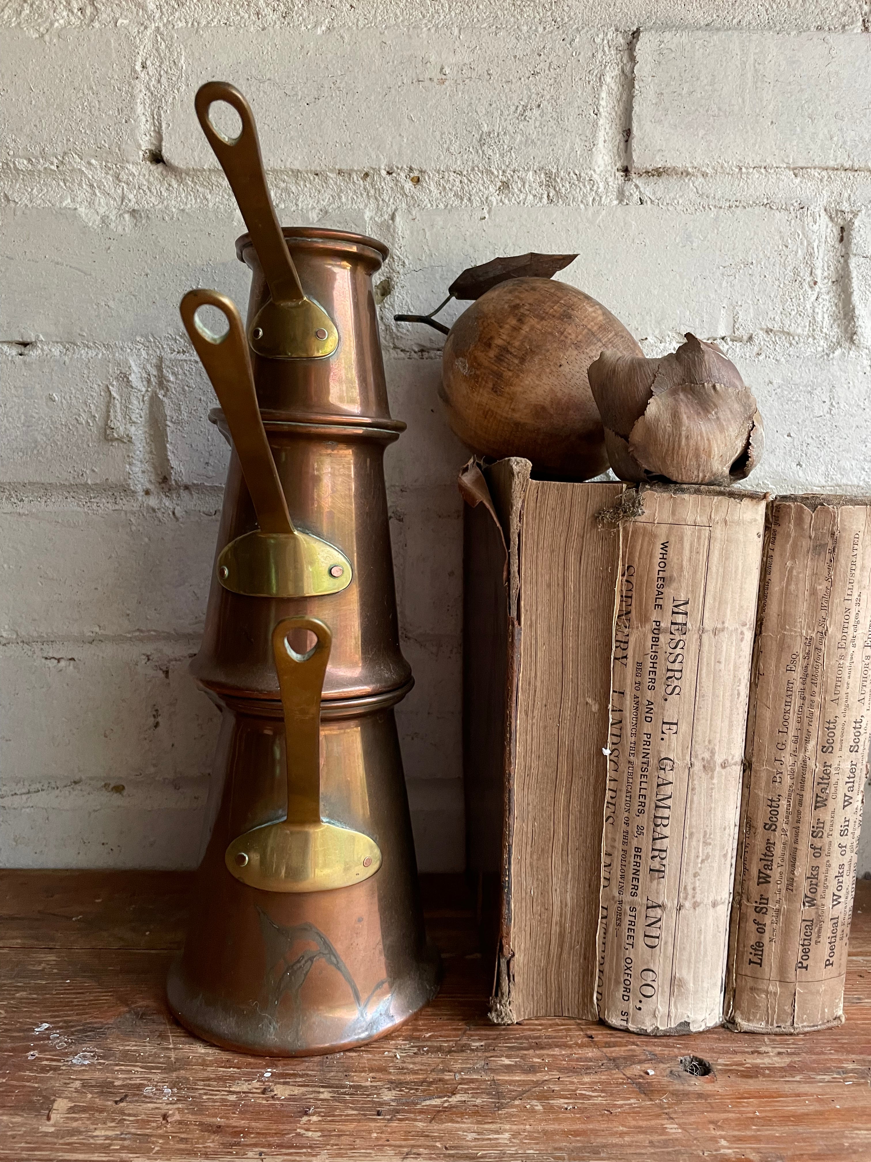 19th Century Brass & Copper Cider Measures  - Set of Three