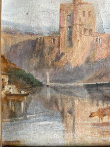 Norham Castle: Small Framed Oil on Canvas