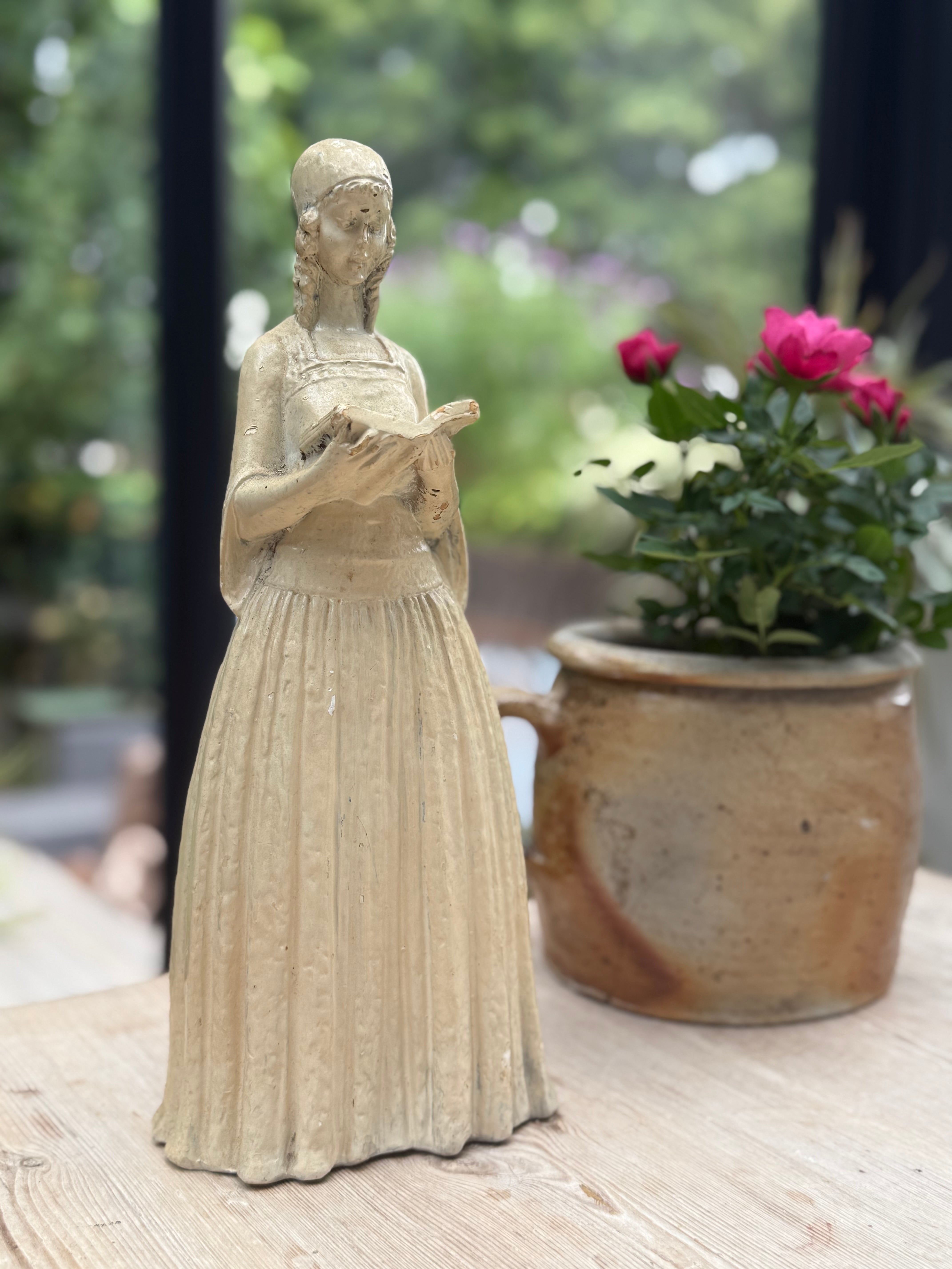 In Prayer: Beautiful Glazed Clay Sculpture