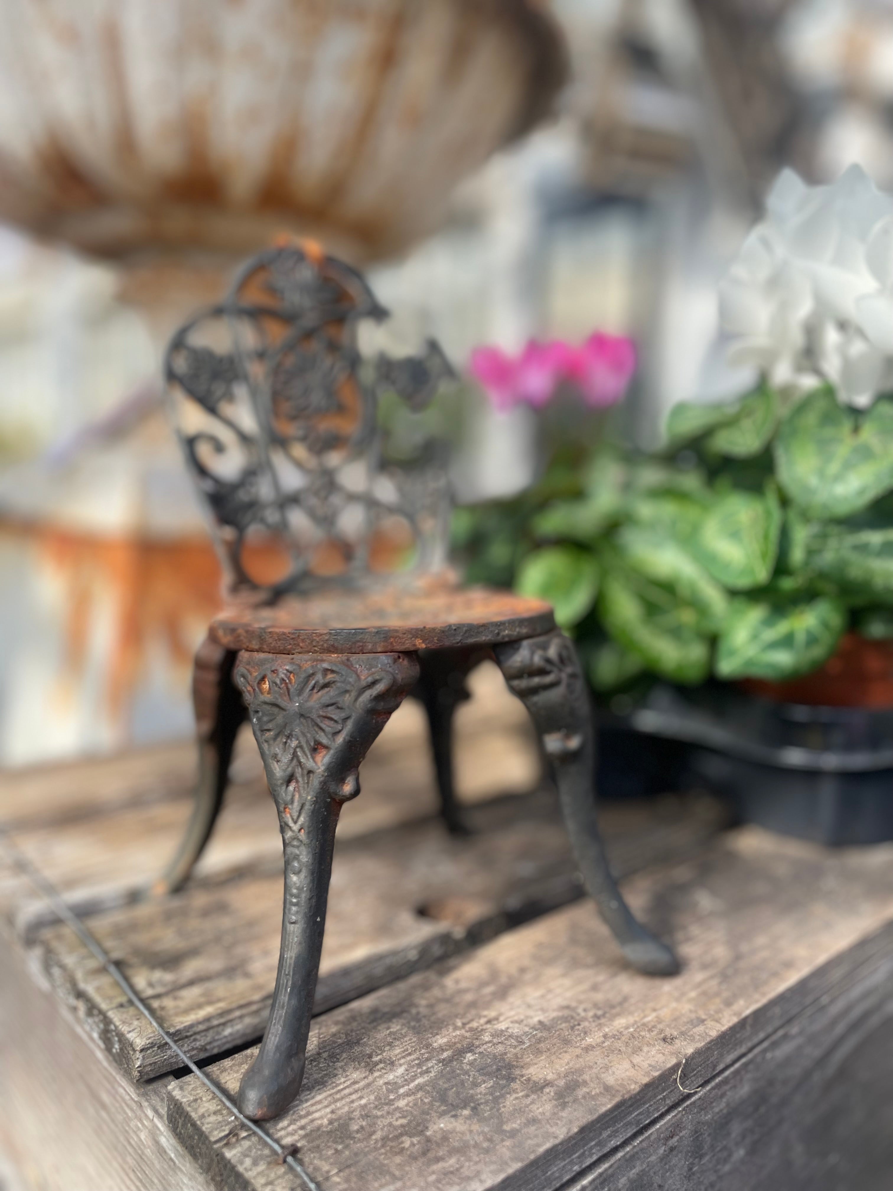 Miniature Vintage Cast Iron Garden Chair