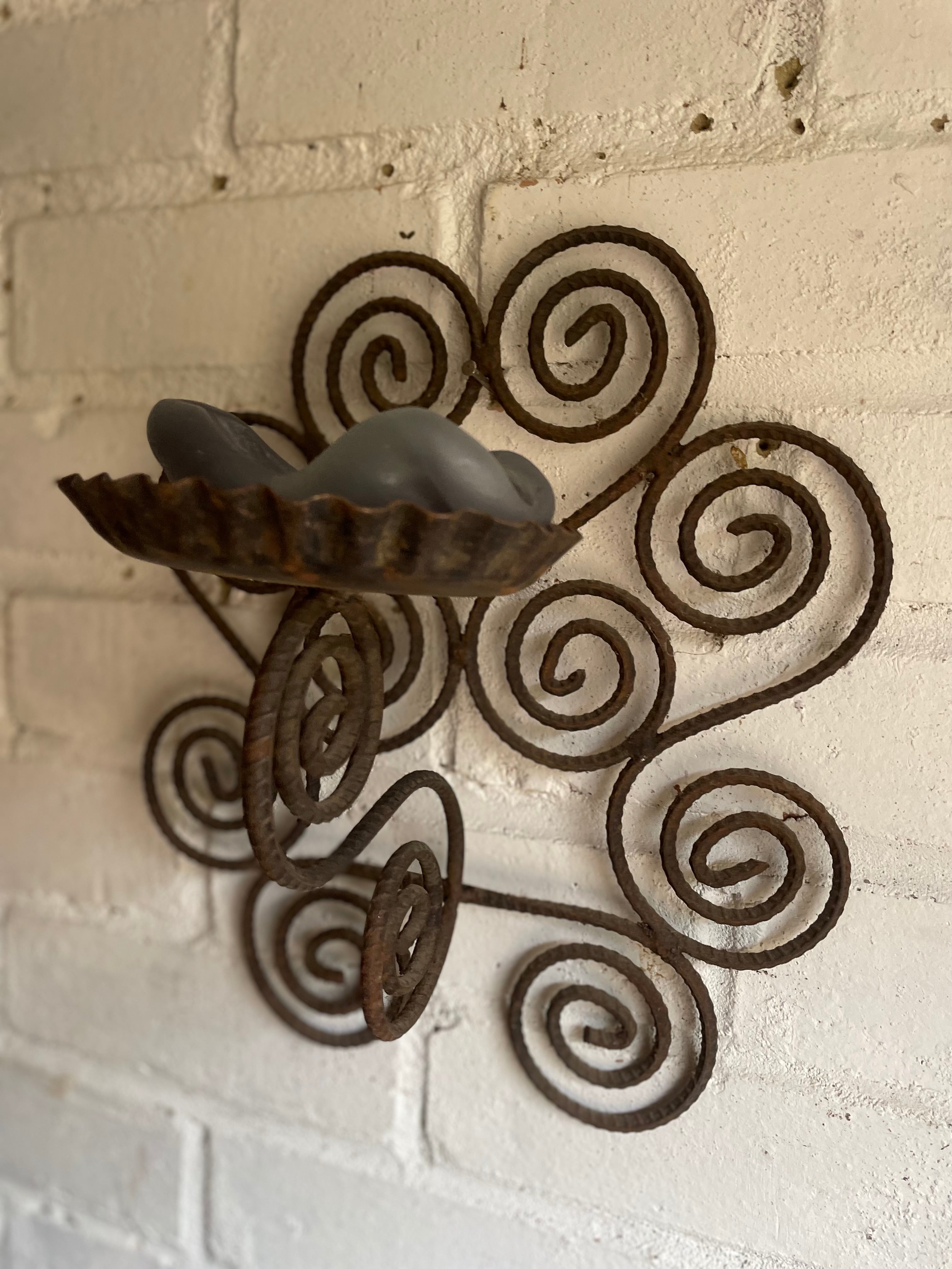 Vintage Ironwork Wall Sconce for Candles or Plants