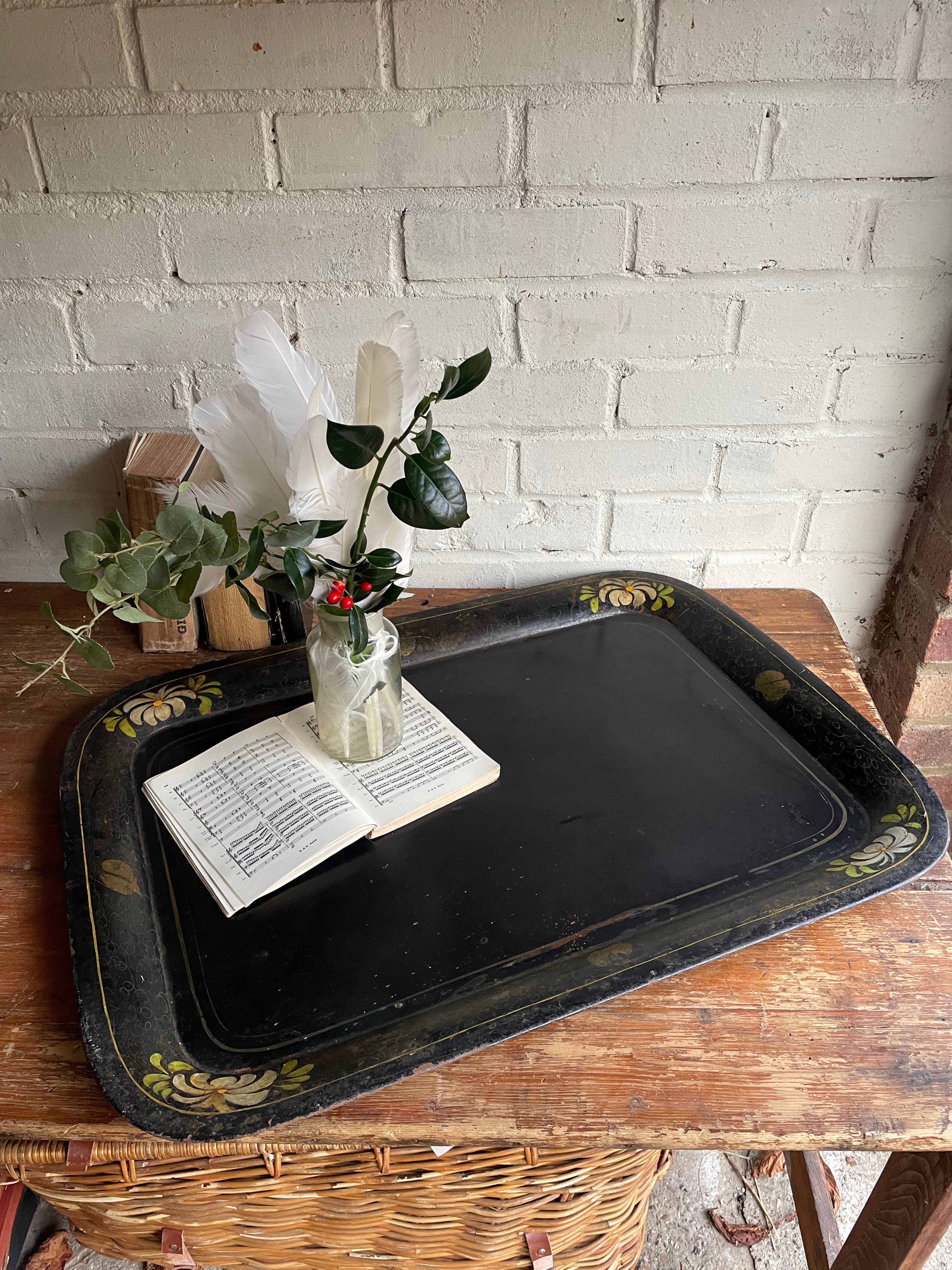 Oversized 19th Century Toleware Metal Tray