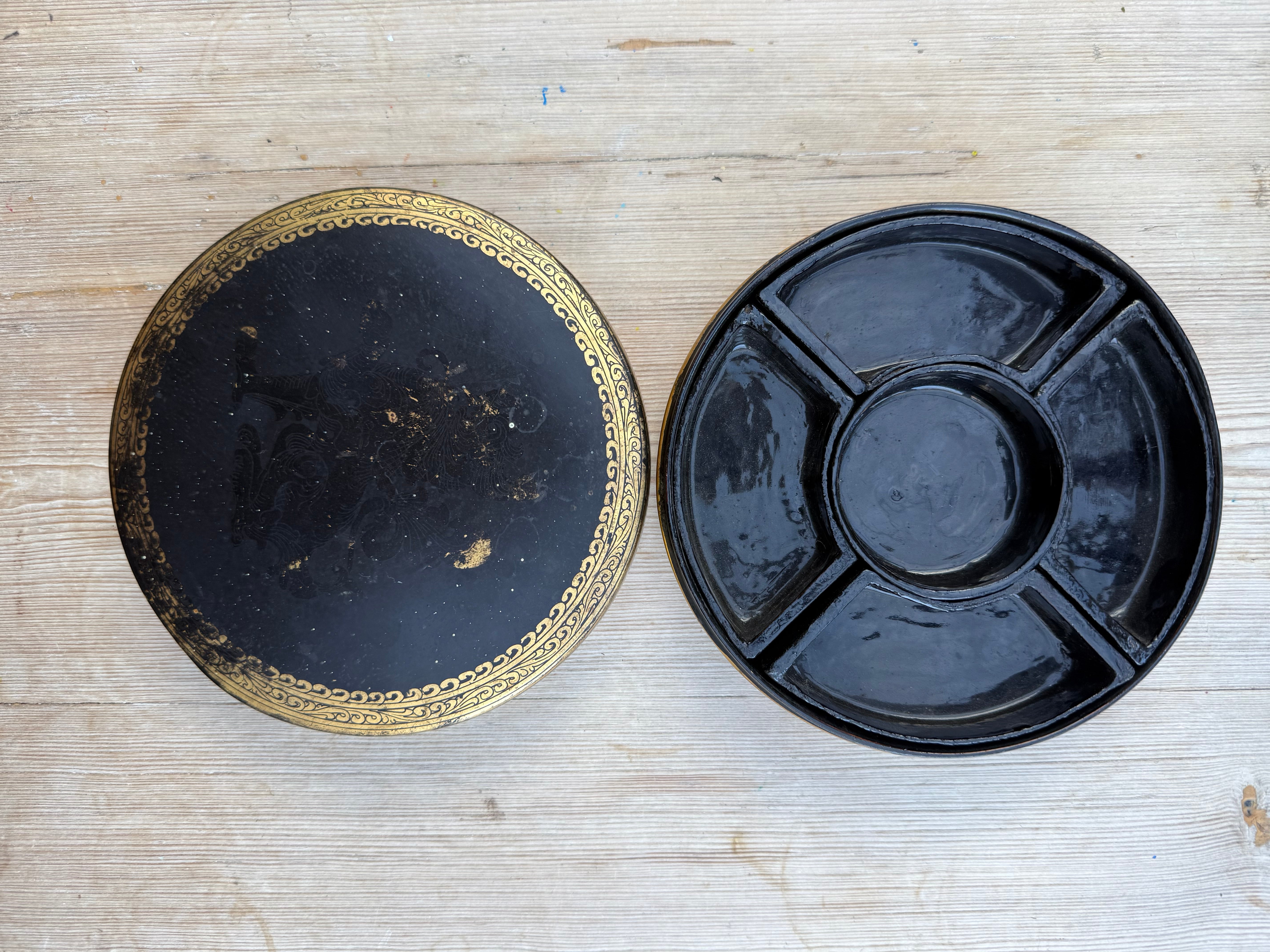 Circa 1880s: Hand Painted Papier Mache Travelling Spice Box