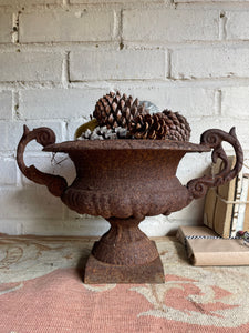 Iron Urn with Decorative Handles