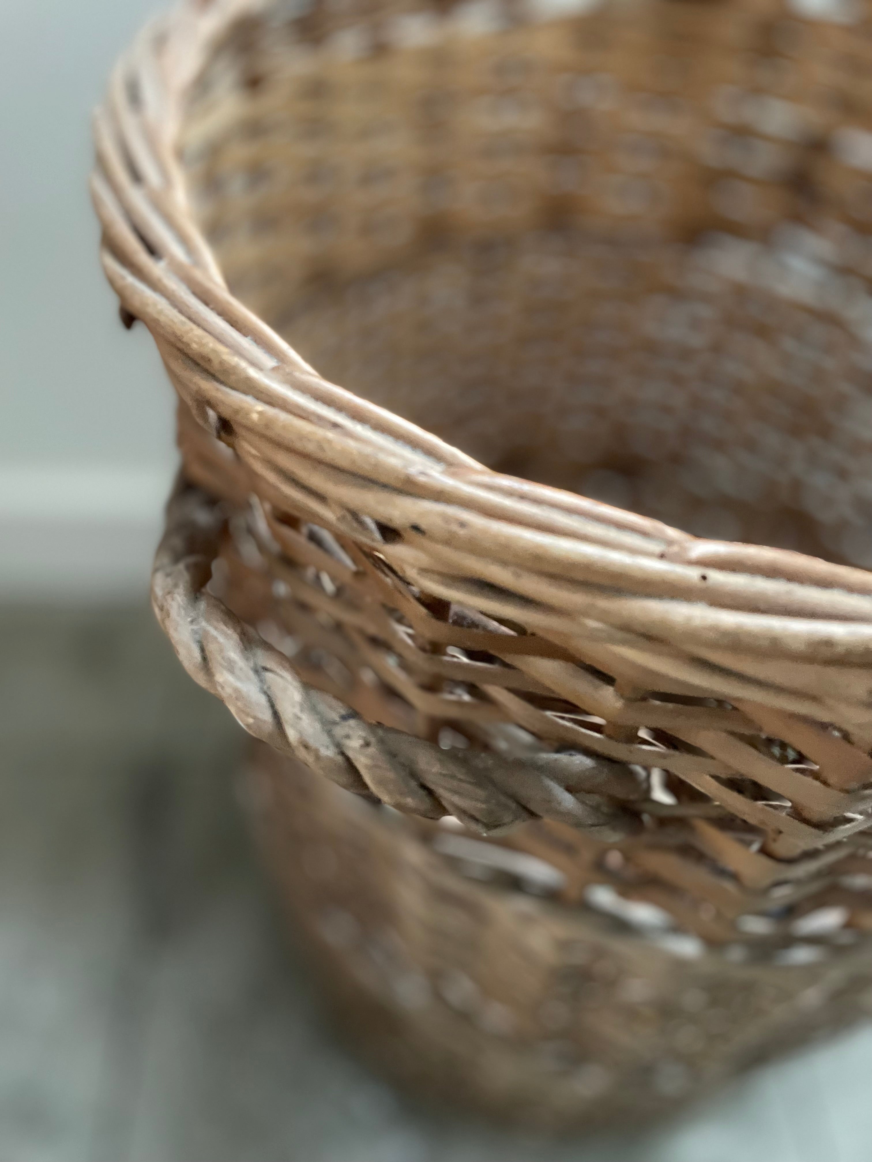 Tall Vintage French Rattan Baguette Basket