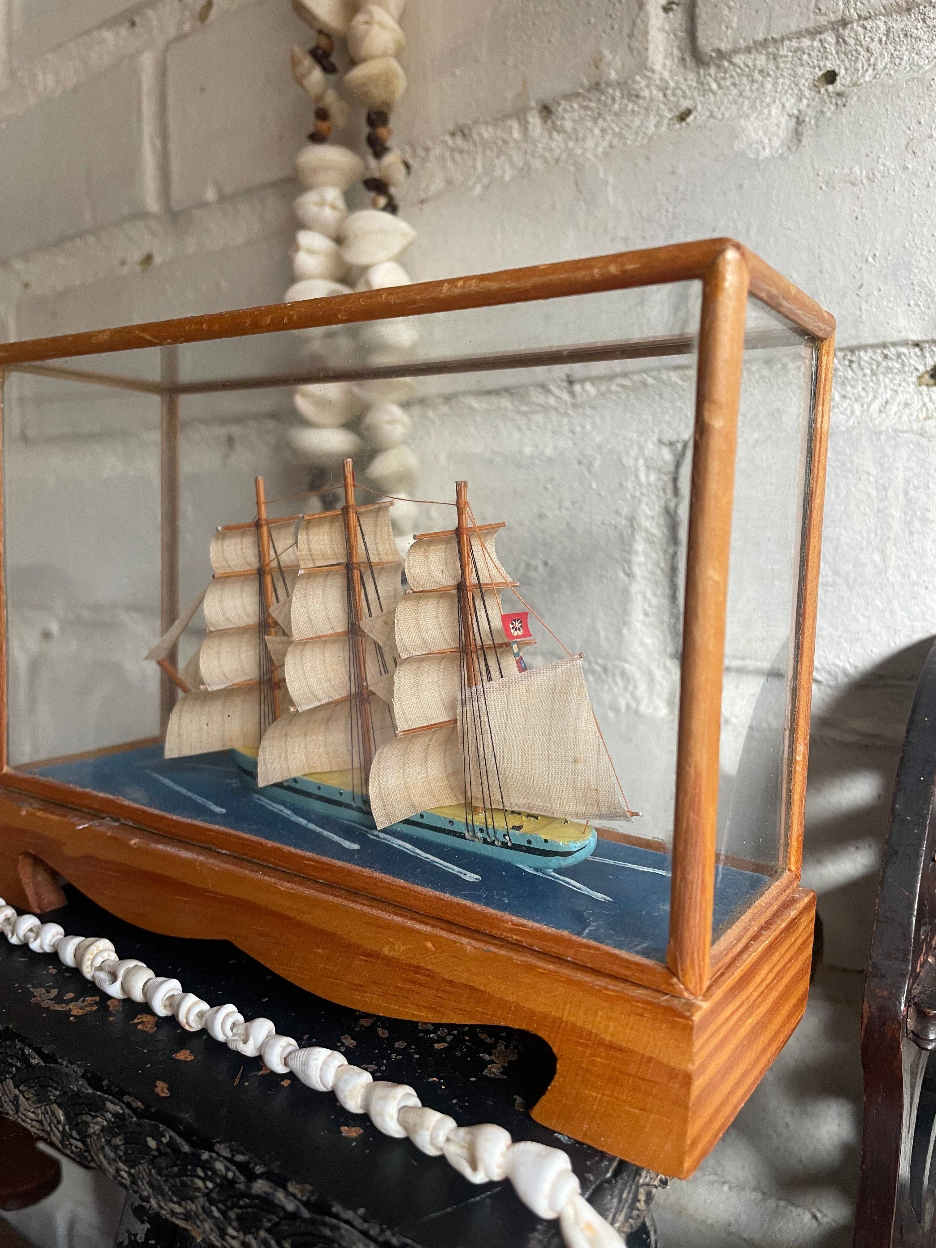 Little Miniature Ship in Glass Box