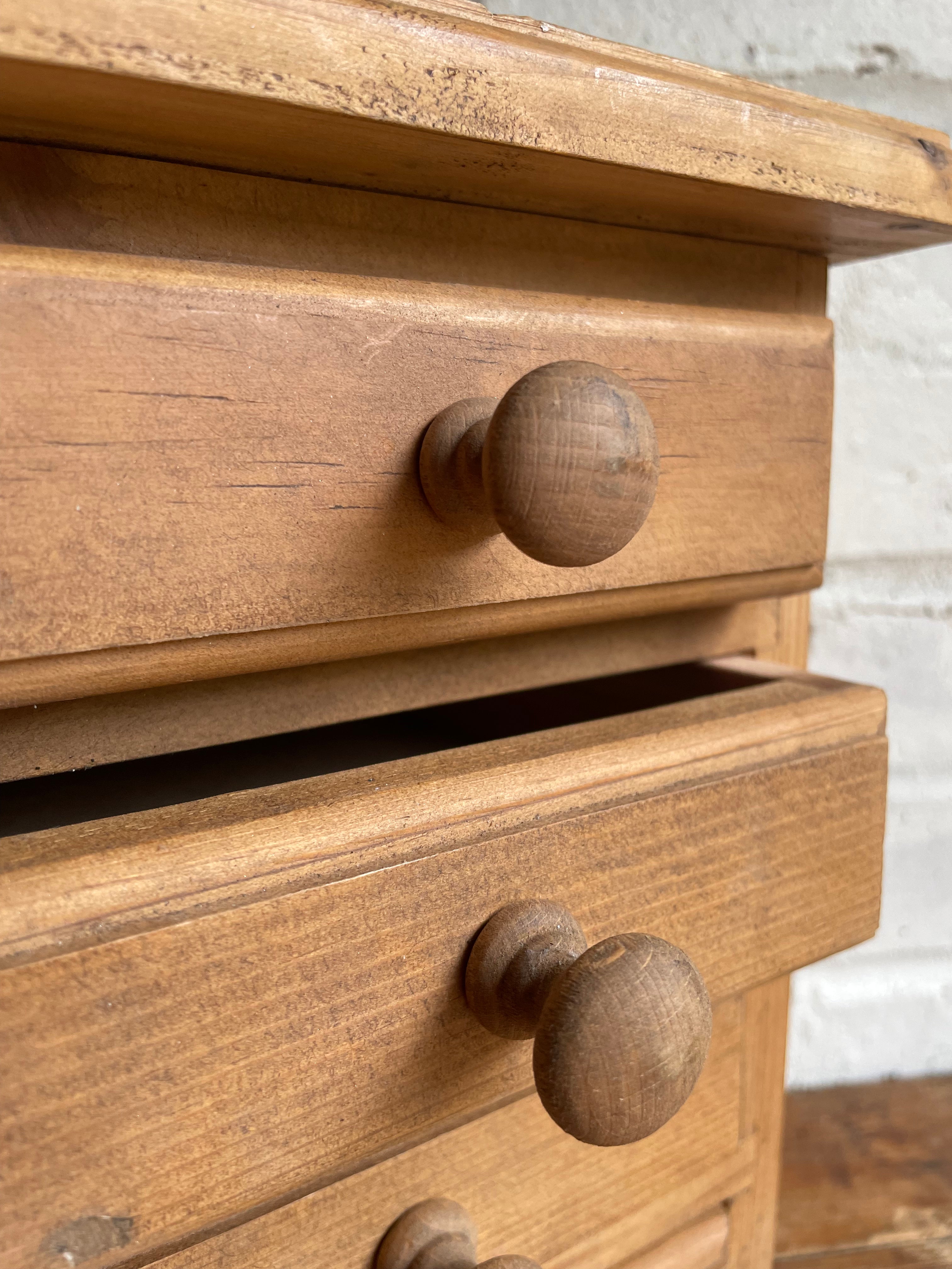 Antique Pine Apprentice Drawers with turned knobs