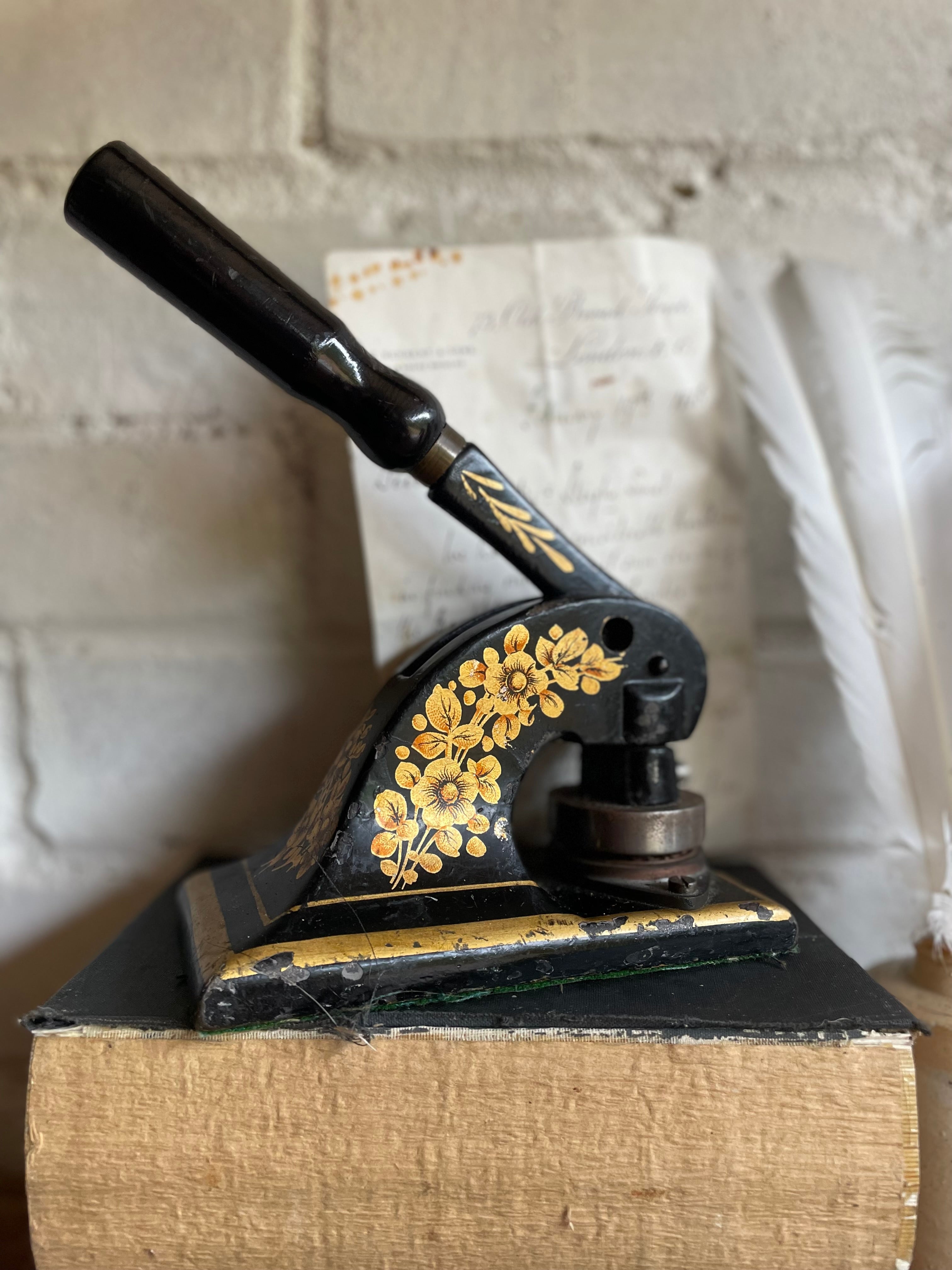 Antique Cast Iron Embossing Stamp/Door Stop. Was £35 now £17.50 at checkout