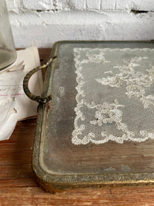 Lace and Gilded Metal Tray