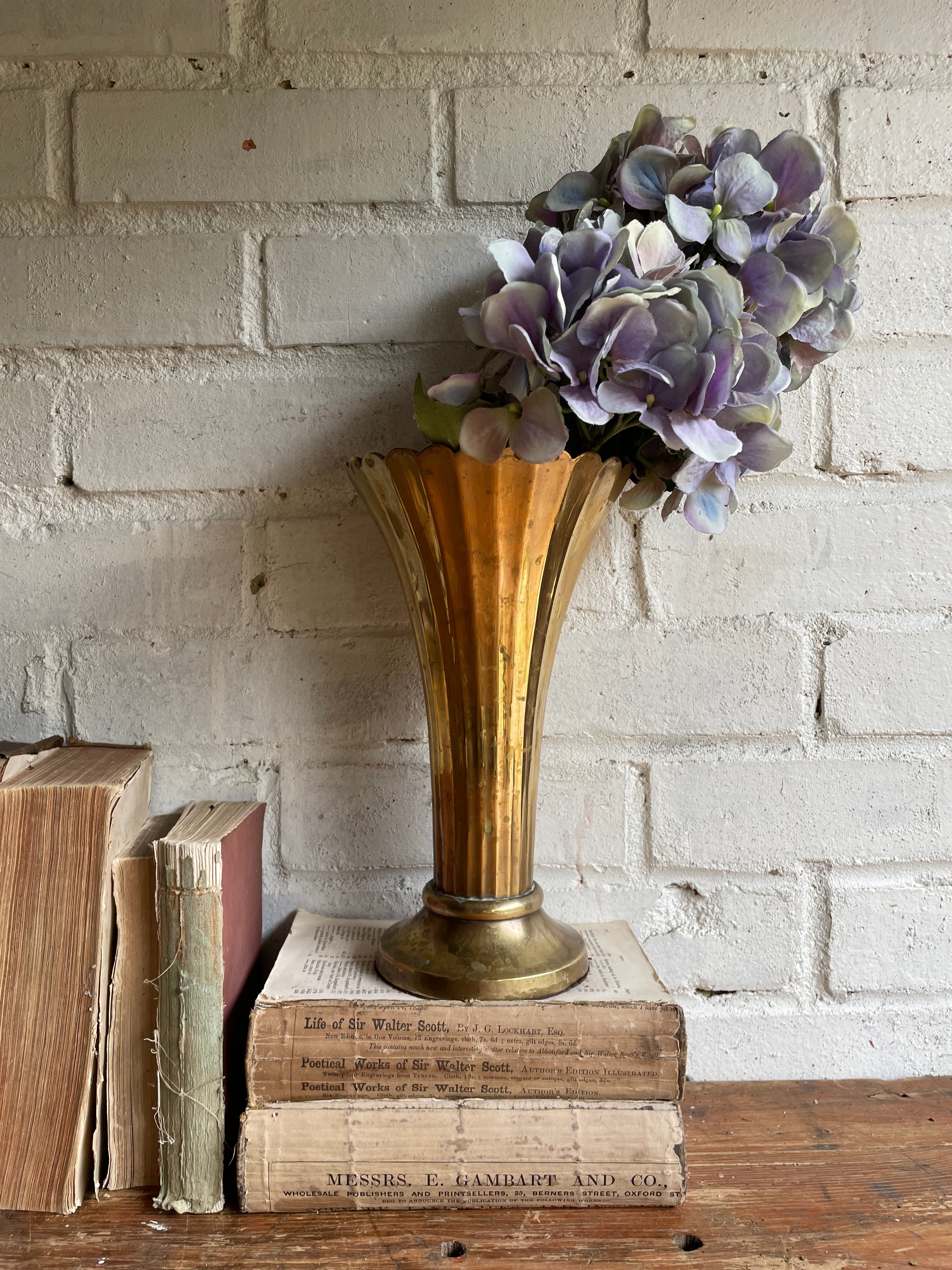 Art Deco Fluted Brass Vase