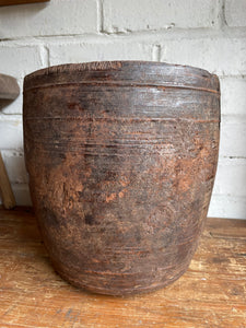 19th Century Hand-Carved Large Grain Pot