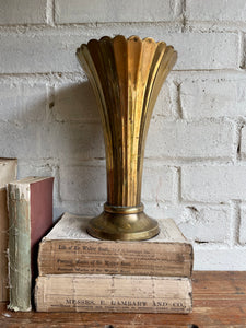 Art Deco Fluted Brass Vase