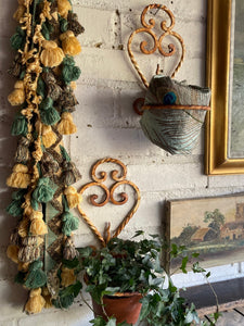 Pair of Rustic French Iron Wall Hanging Plant Holders