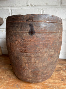 19th Century Hand-Carved Large Grain Pot