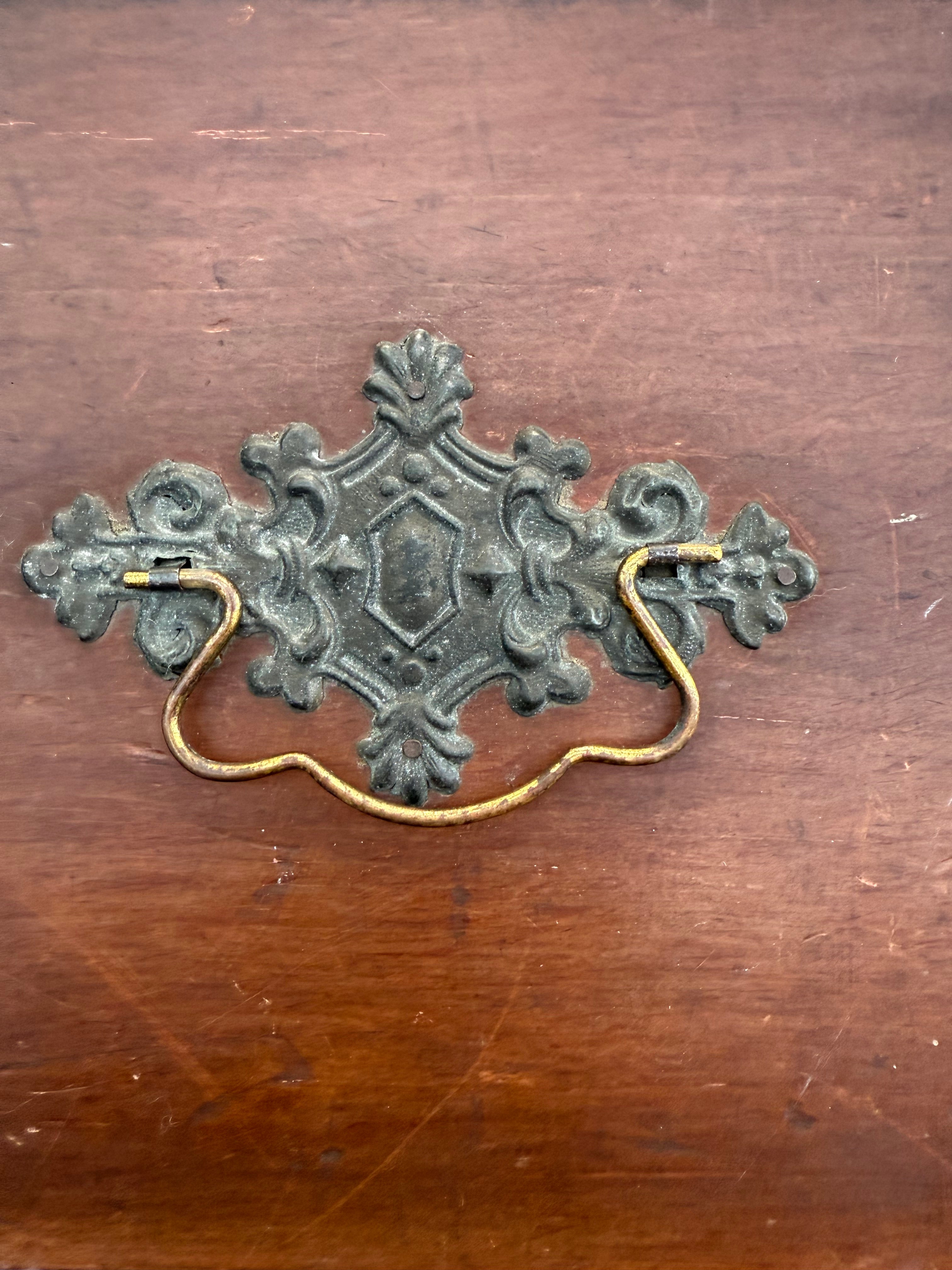 Circa 1910: Wooden Box with Art Nouveau Metal Detail