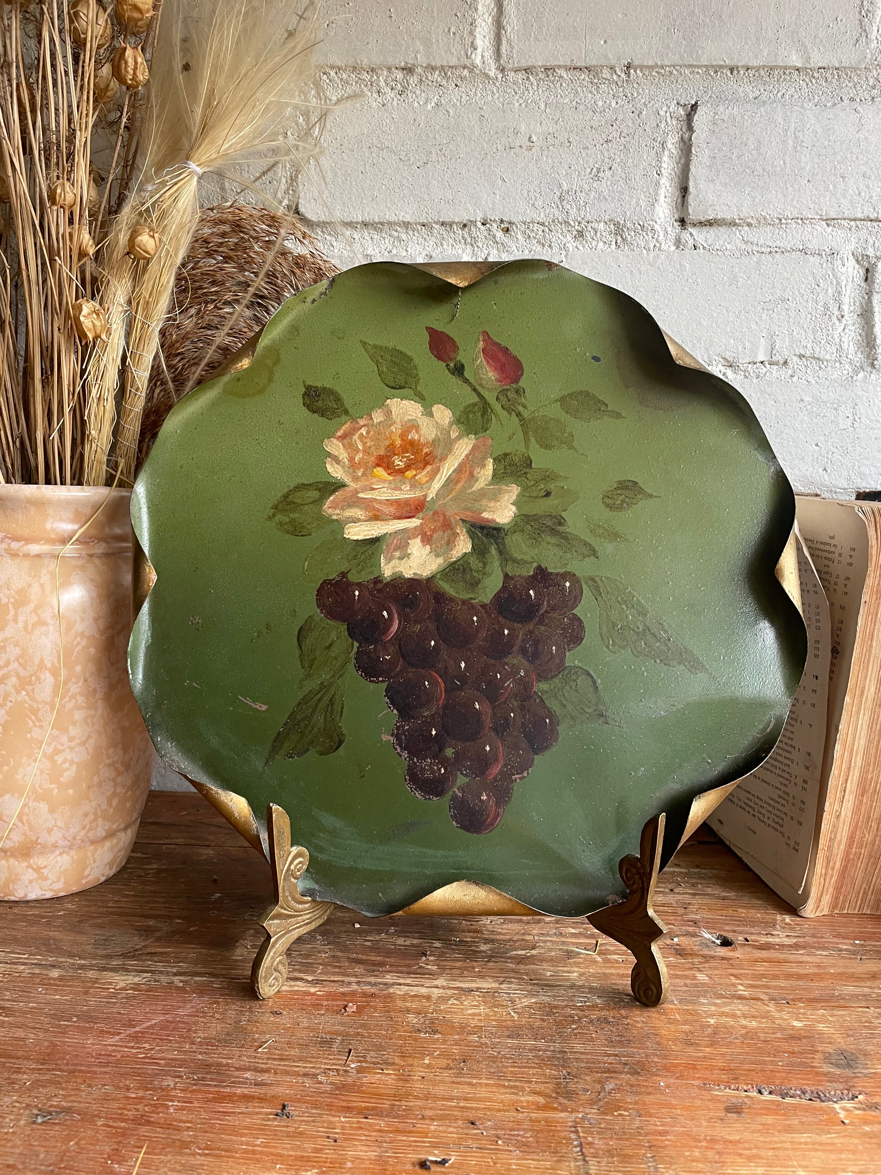 Handpainted Floral Toleware Plate