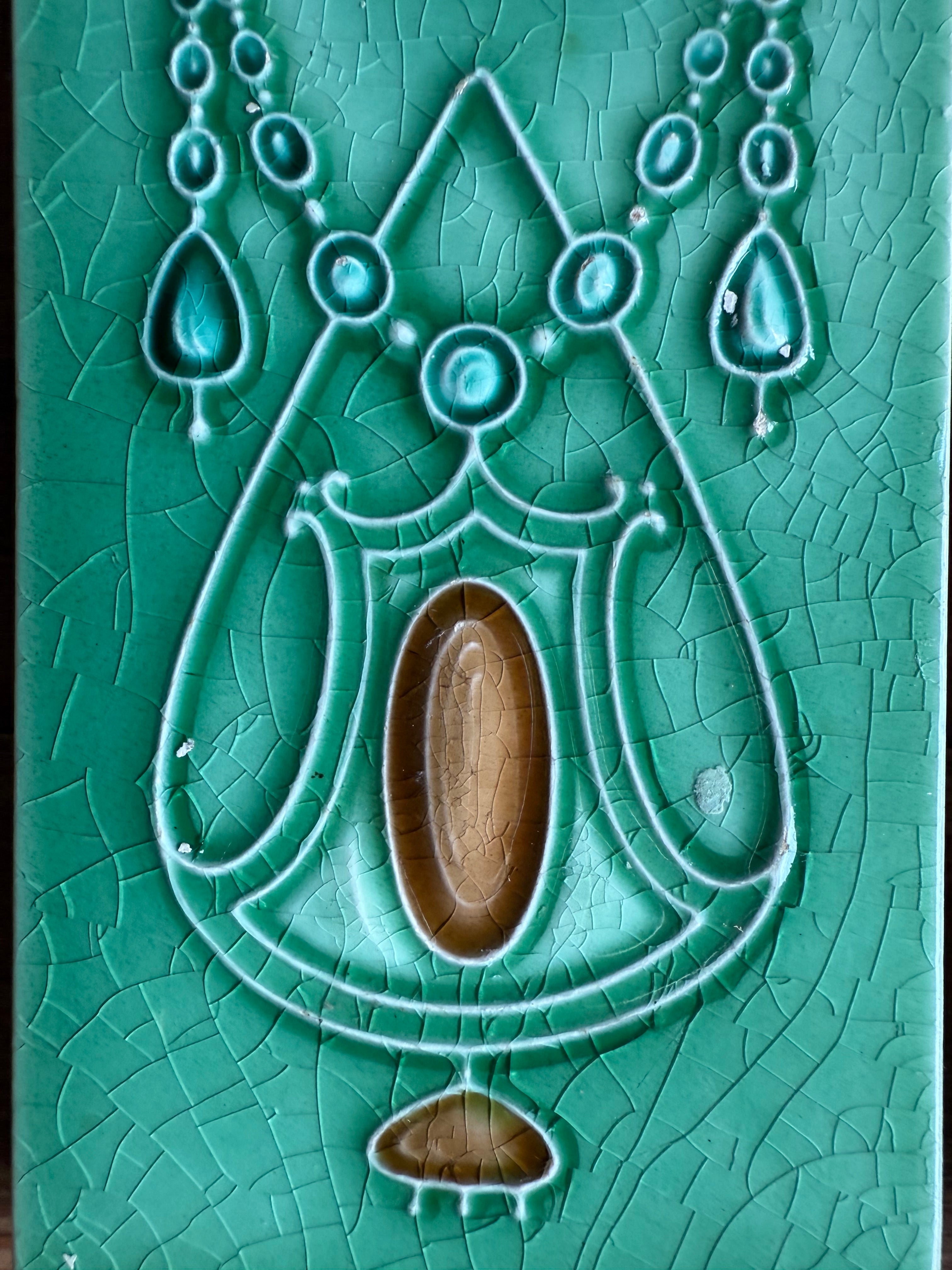 Pair of Art Nouveau Fireplace Tiles