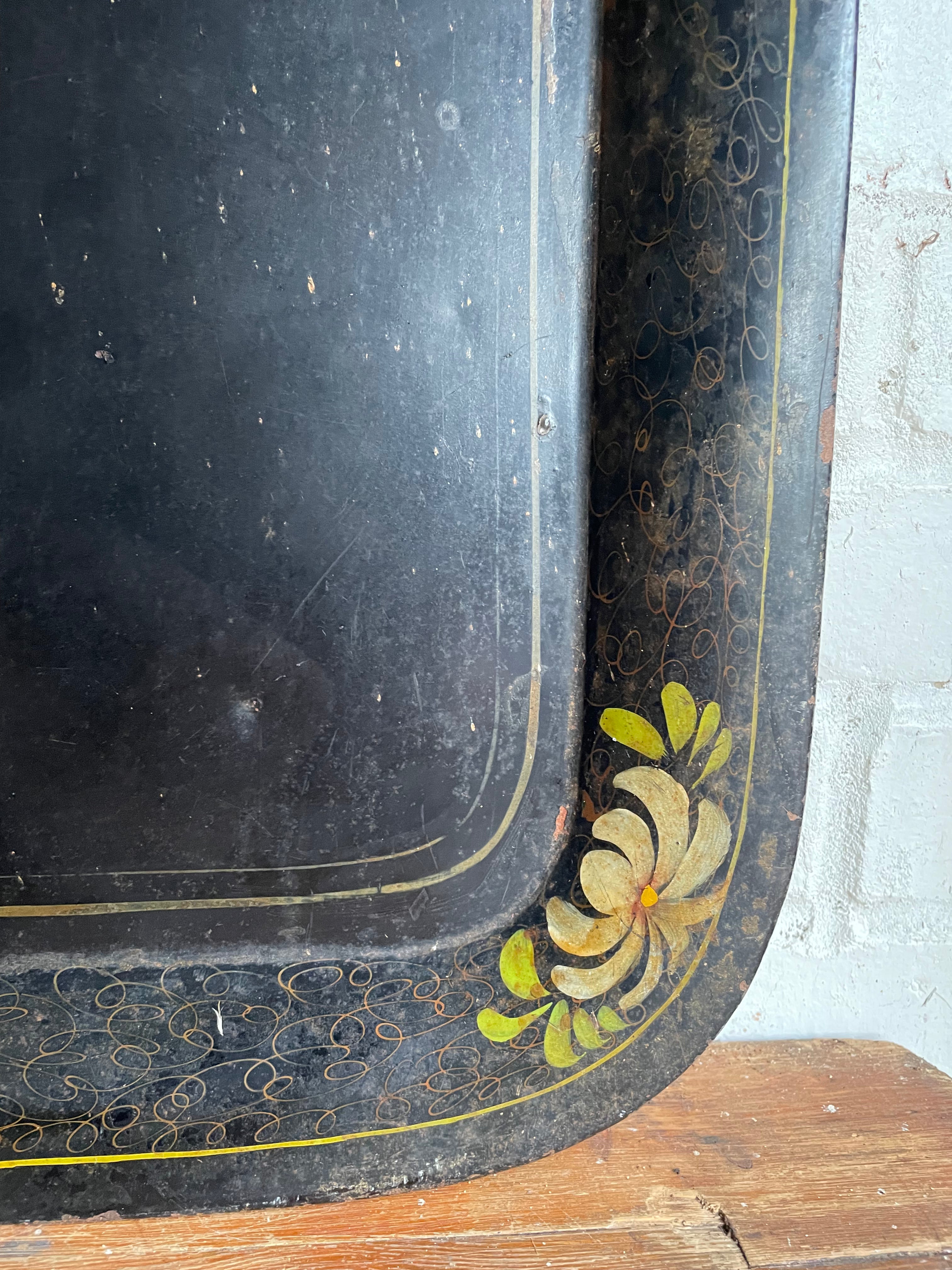 Oversized 19th Century Toleware Metal Tray