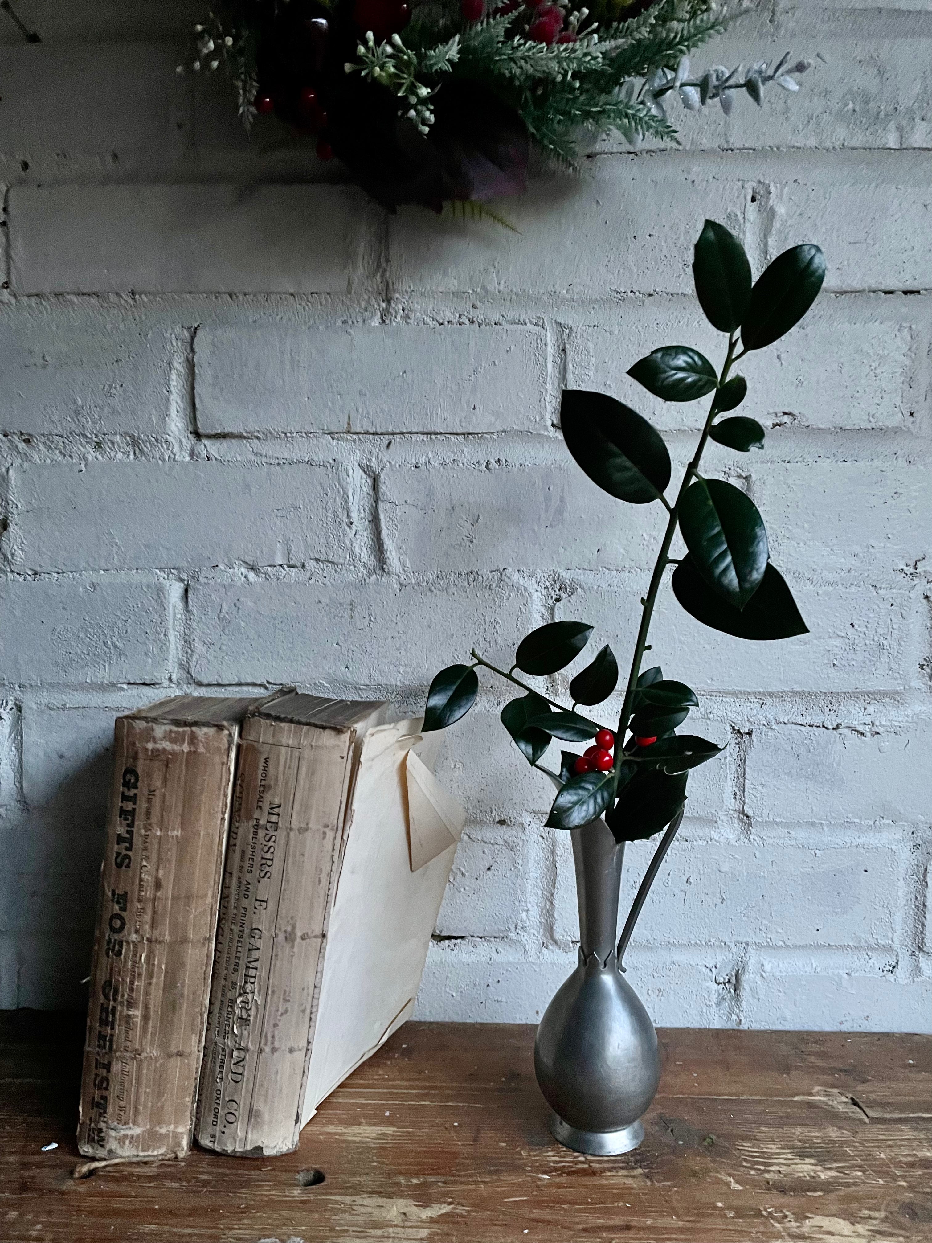Tiny Antique Pewter Vase/Candleholder