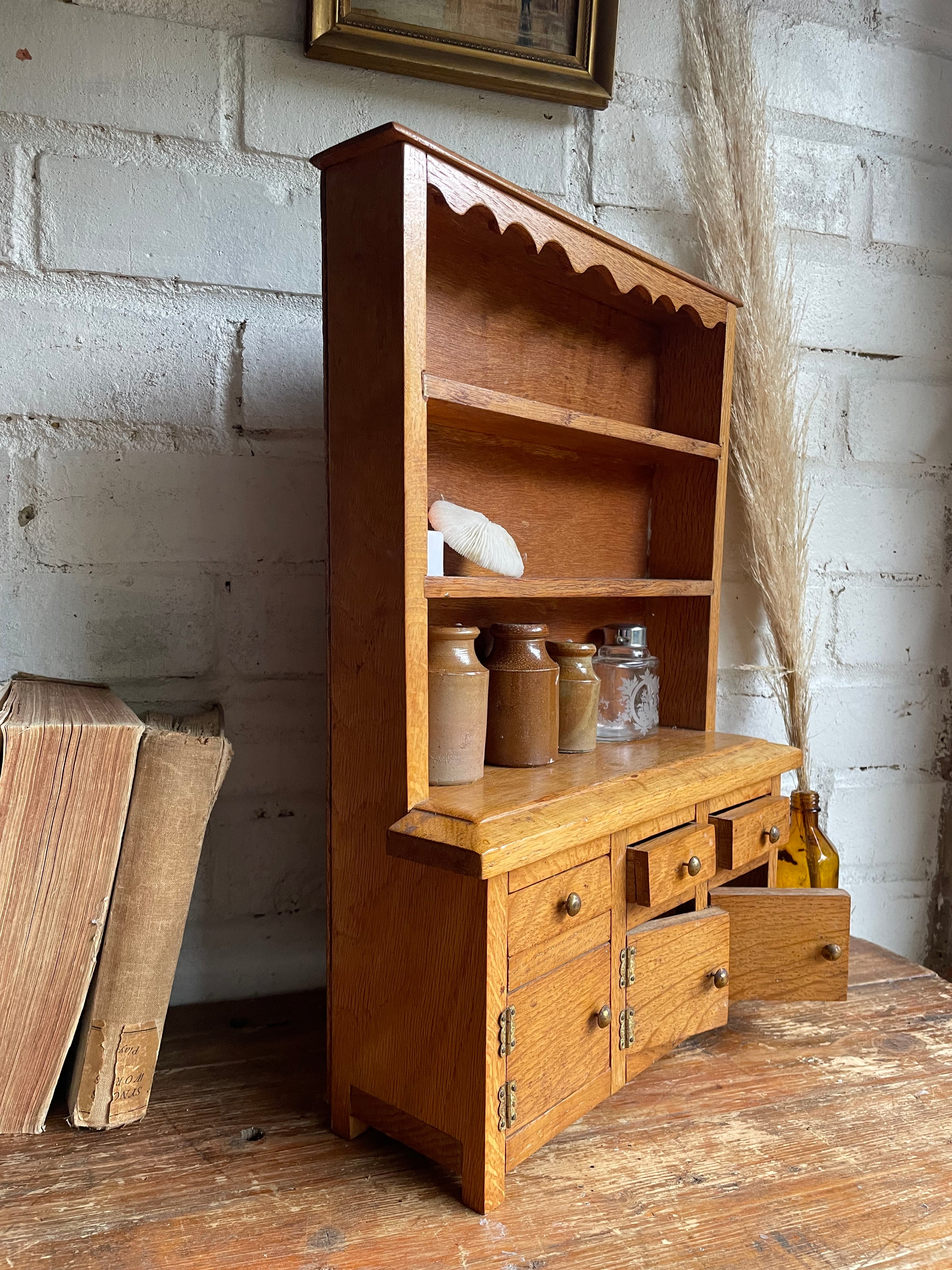 Vintage Miniature Oak Welsh Dresser
