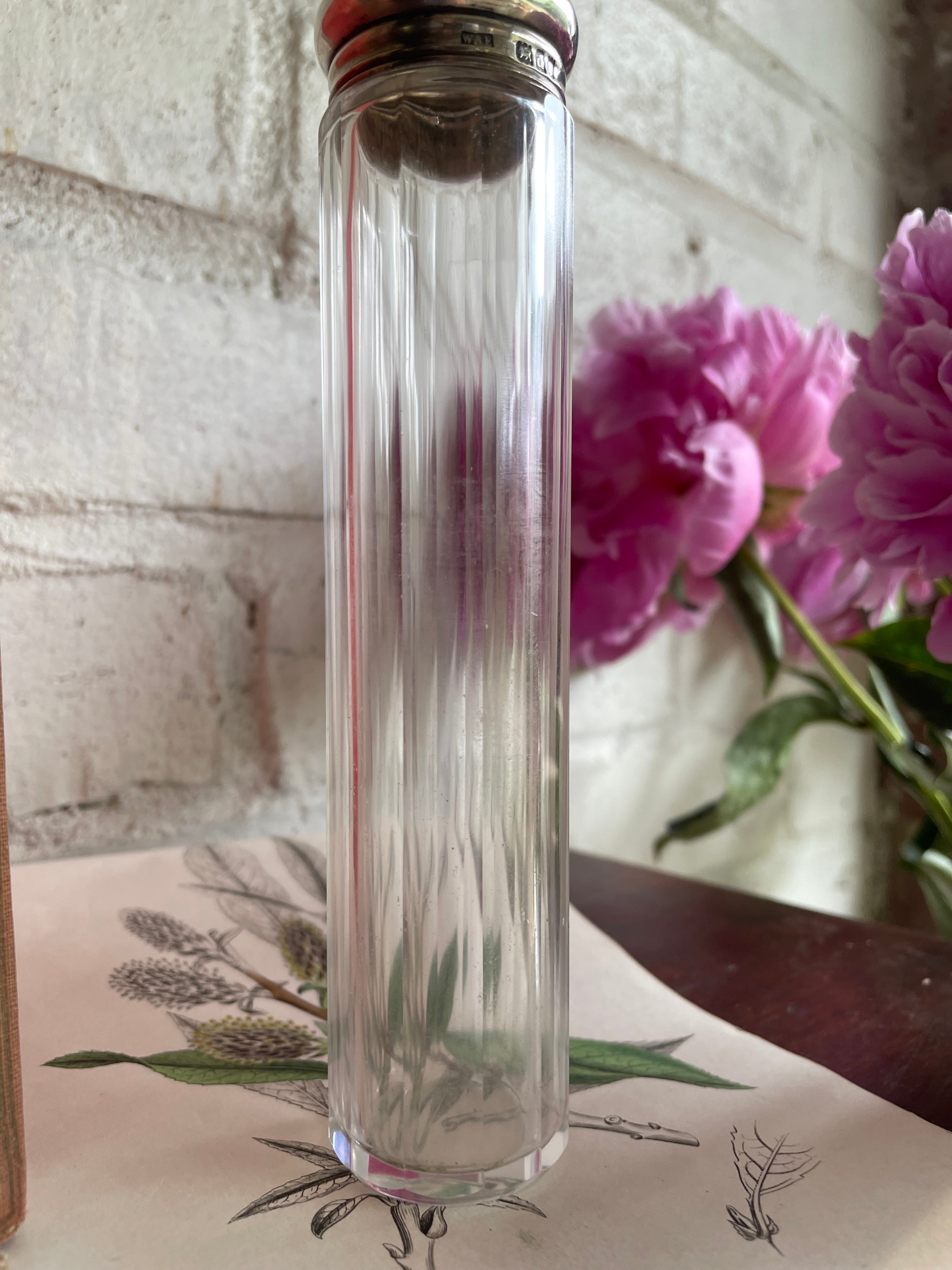 Victorian Silver & Glass Toothbrush Holder