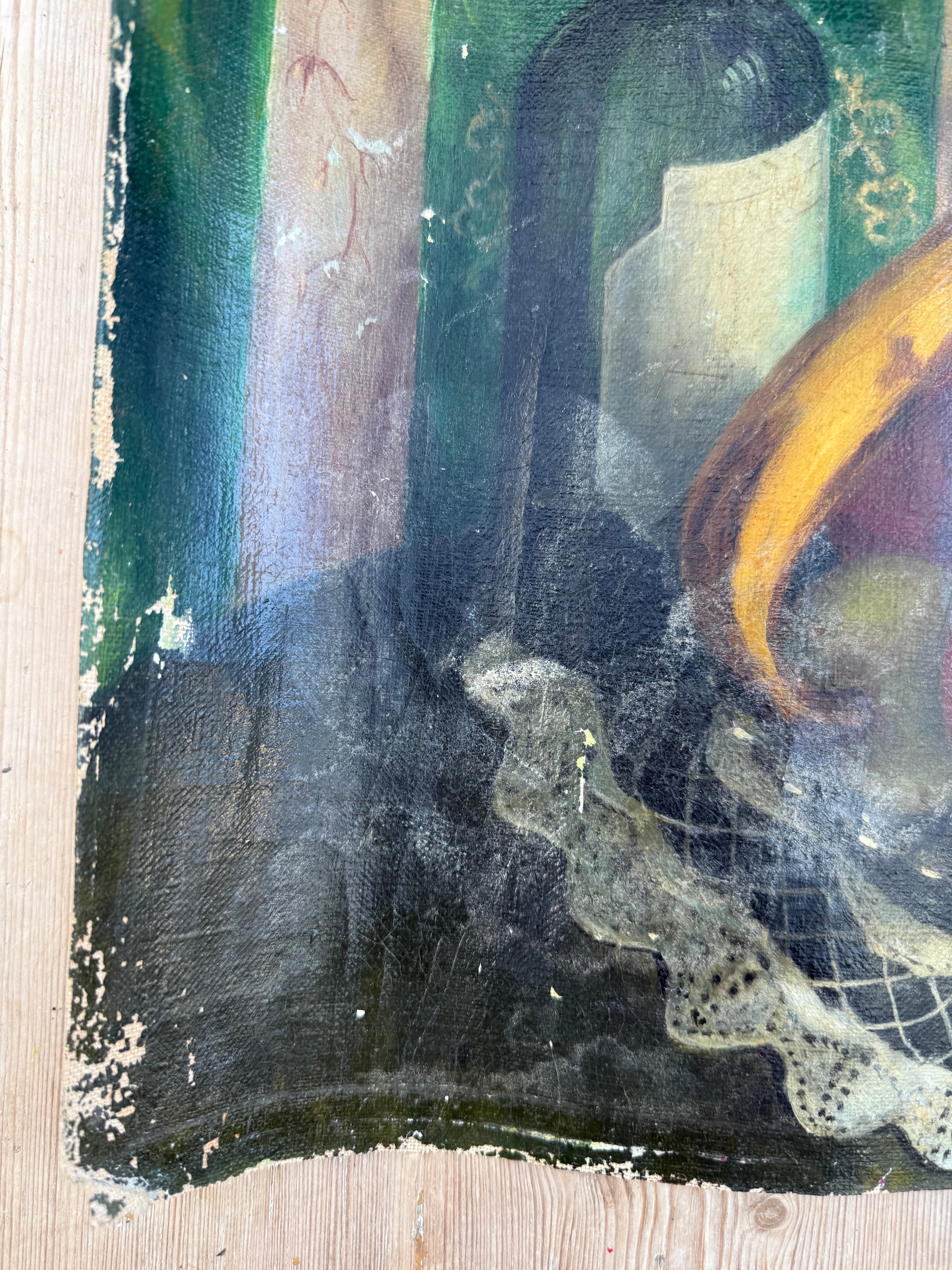 Still Life Oil Painting on Unstretched Canvas