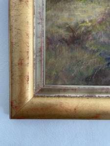 Pink Landscape: Large Early 20th Century Oil on Canvas