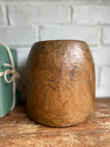 19th Century Hand-Carved Wood Grain Measure Pot