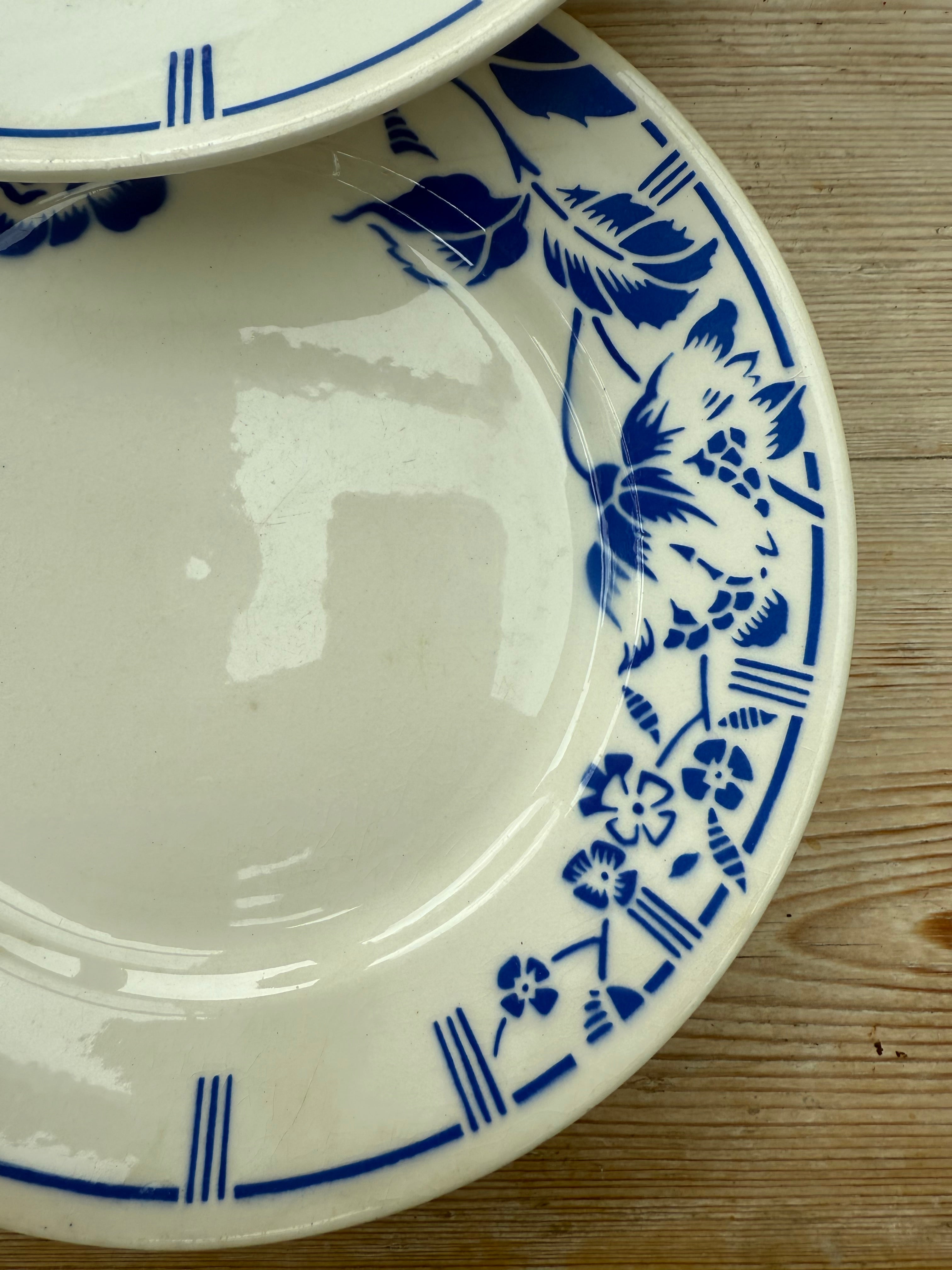Set of Three Antique French “Luneville” Side Plates