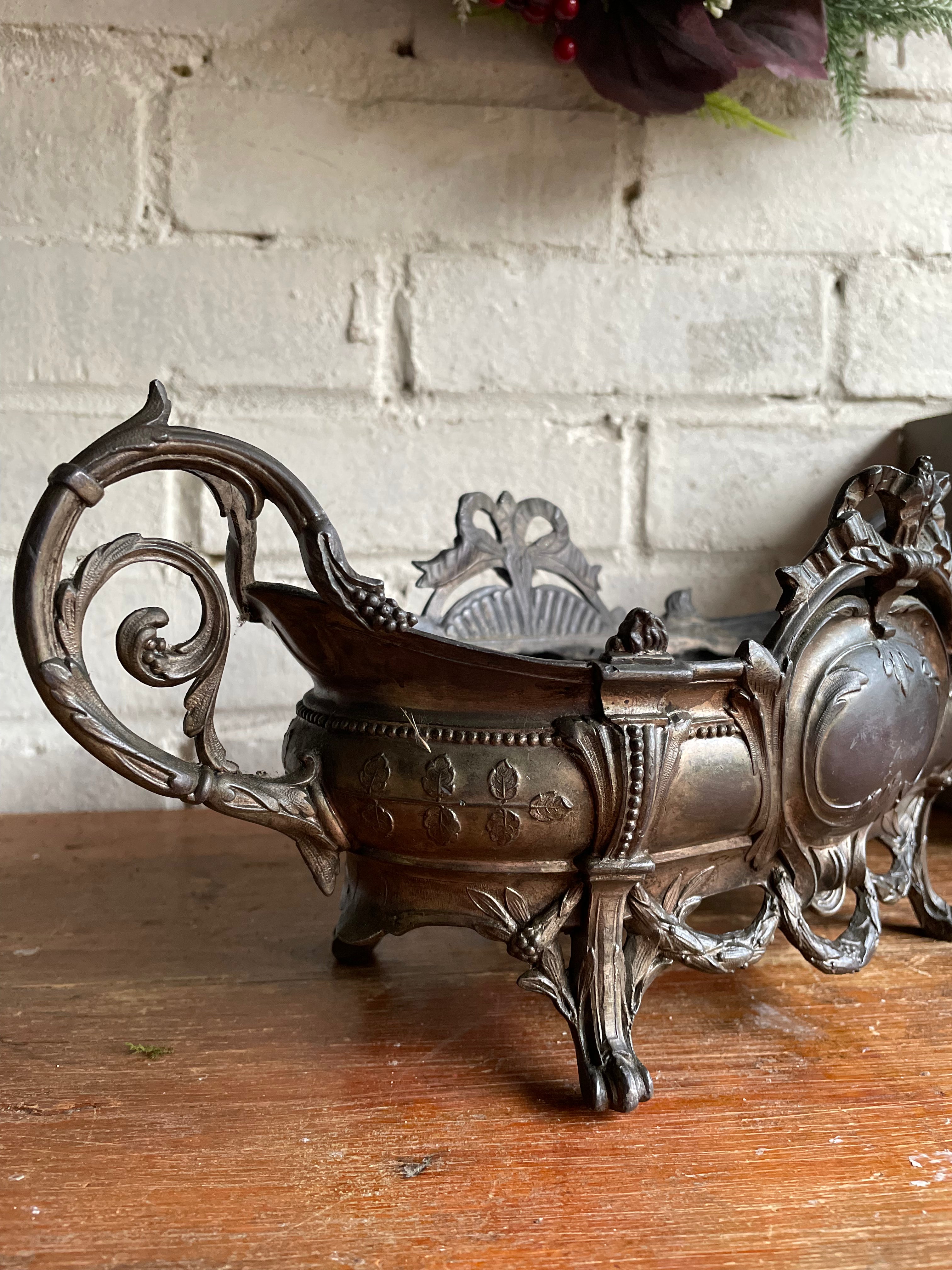 French Embossed Spelter Jardinière