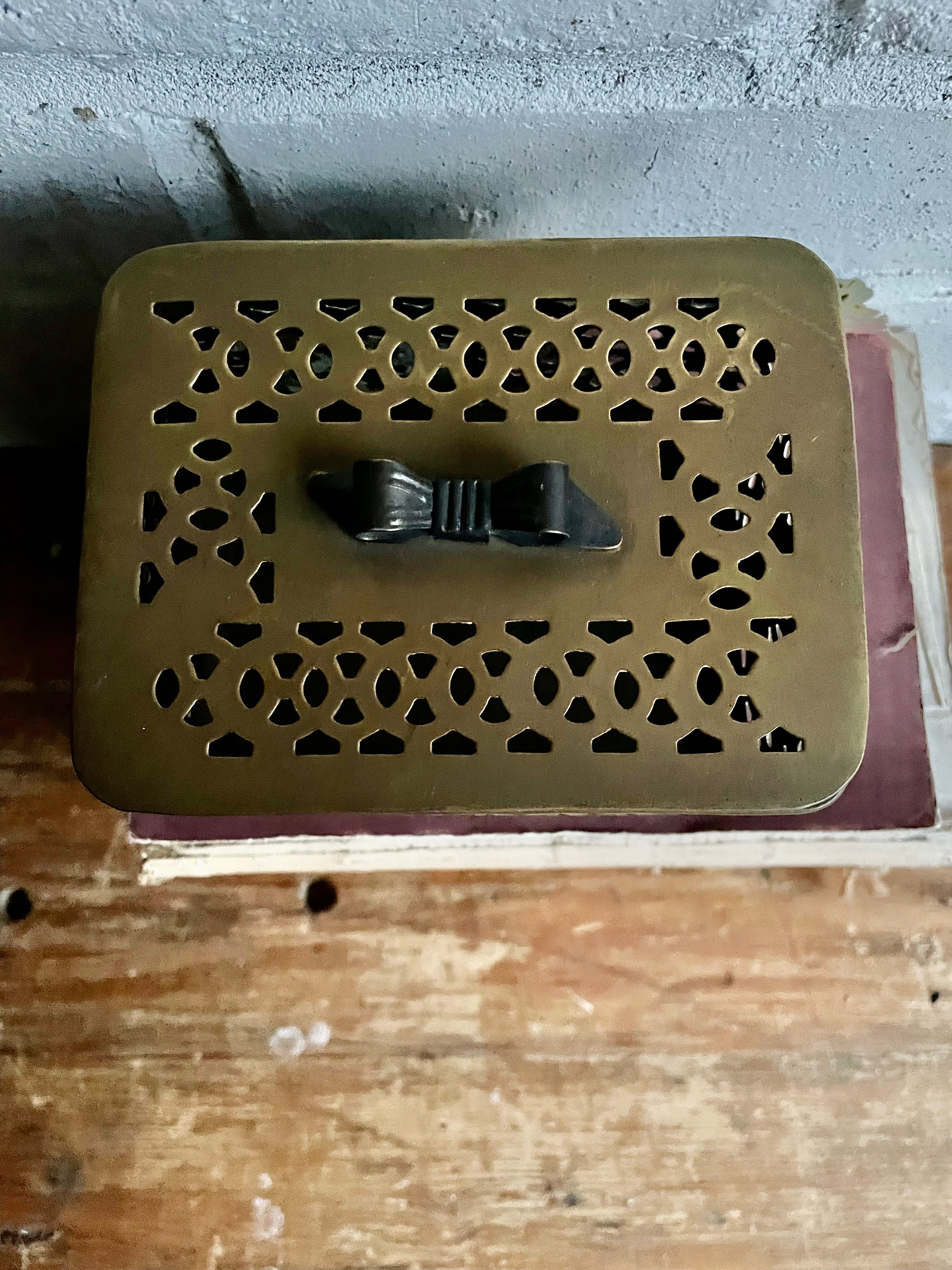 Small 19th Century Brass Pot-Pourri Box with Metal Bow detail